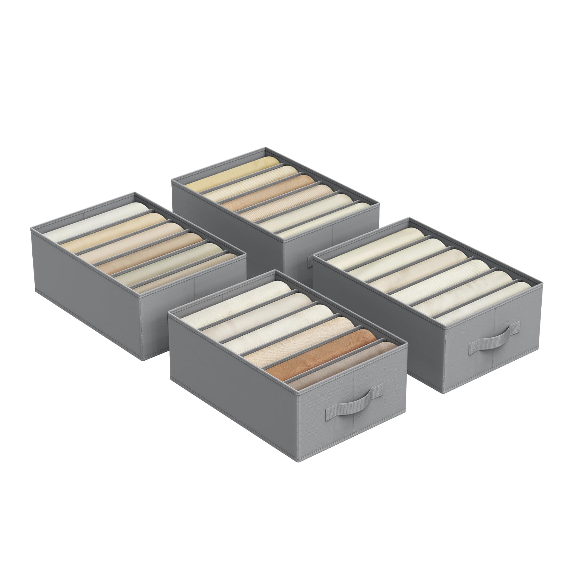 SONGMICS Kleiderschrank-Organizer 4er Set, Aufbewahrungsbox 6 Fächer, Schubladen-Ordnungssystem, Ordnungsboxen faltbar, 42 x 30 x 17 cm, für Hosen, Kleidung, taubengrau RUS009G04