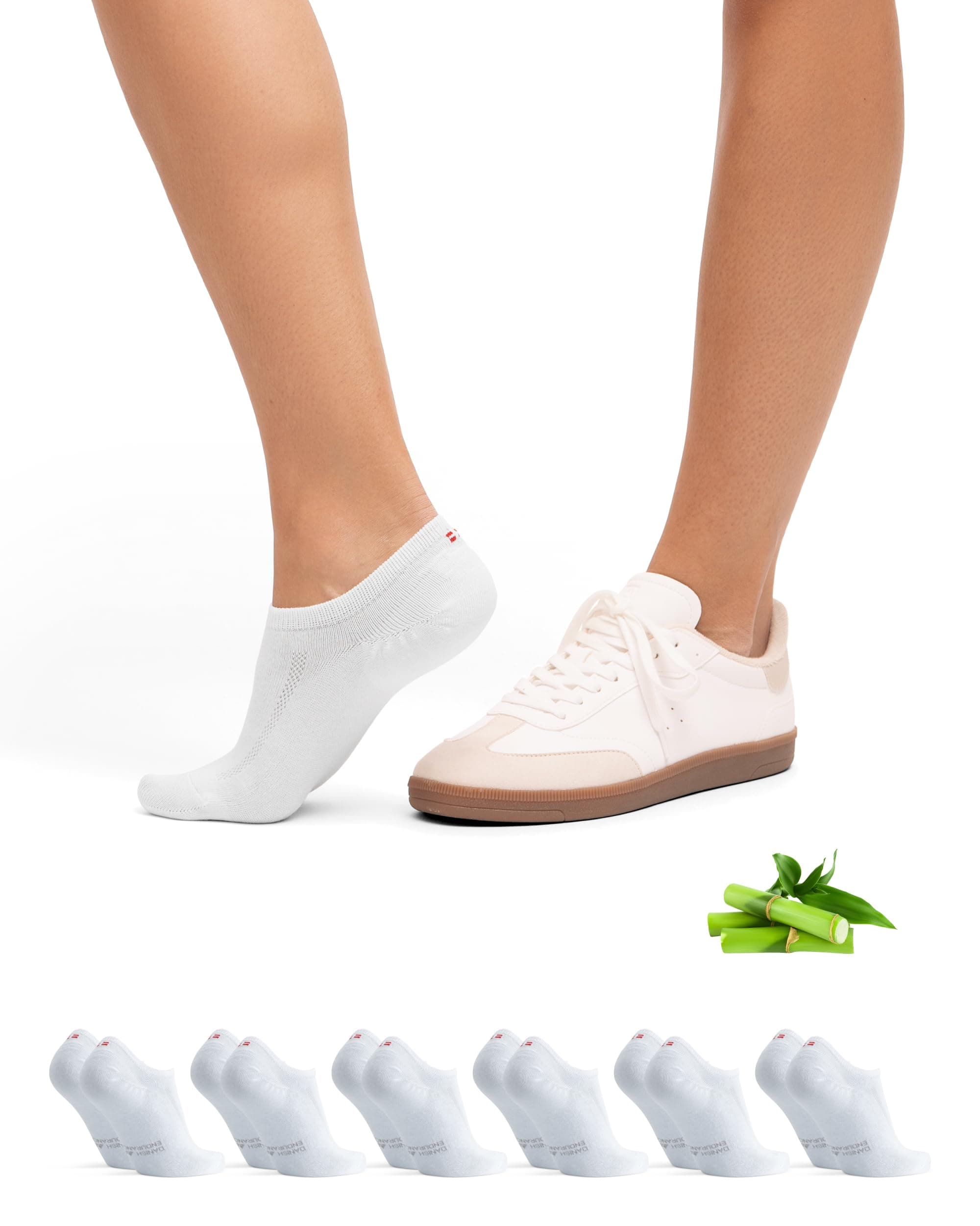 DANISH ENDURANCE Pinkies en Algodón, Transpirables, Calcetines Invisibles para Verano Mujer y Hombre, 6 Pack