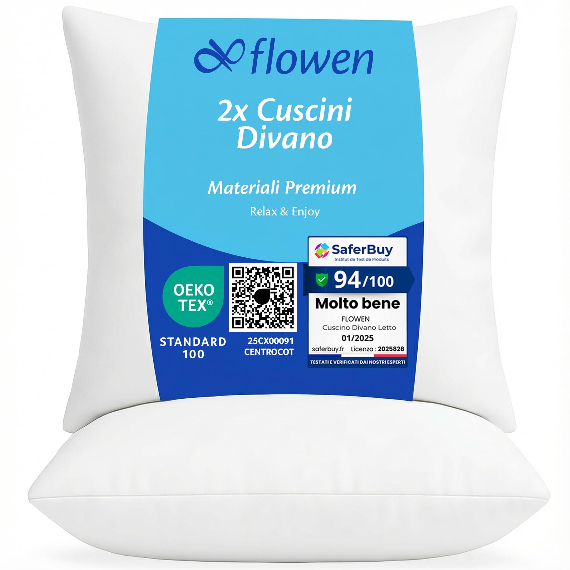 Cuscini per Divano 50x50 Imbottitura Cuscini 2 pezzi Interno Decorativi Quadrati Morbidi con Federe in Poliestere Bianca Anallergici Antiacaro Arredo Casa Salotto Letto Lavabili