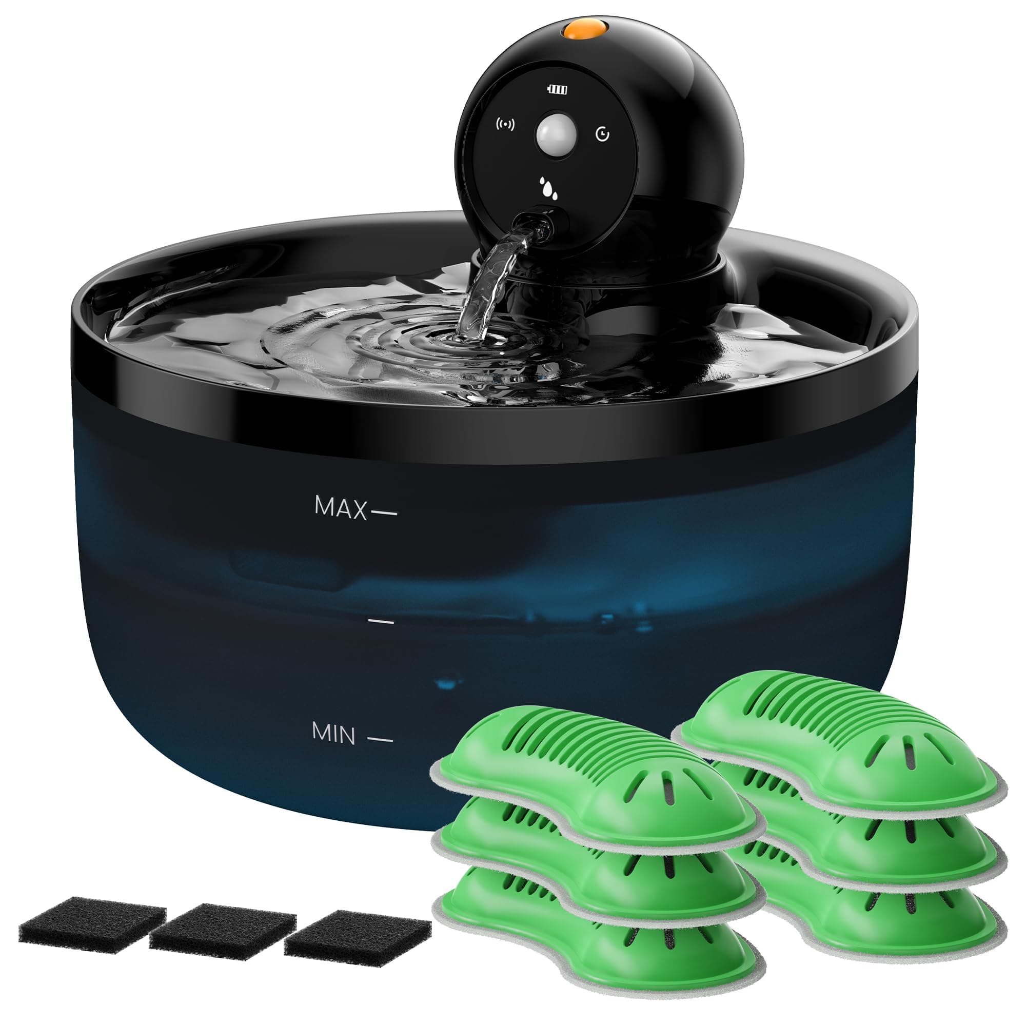 Fontanella Gatto con Sensore Fontana Gatti: Fontanella per Gattis a Batteria - Fontanellas Gatti senza Fili - Dispenser Acqua Cani Ricaricabile - Fontana Gatto con 8 Filtris + 8 Spugnes