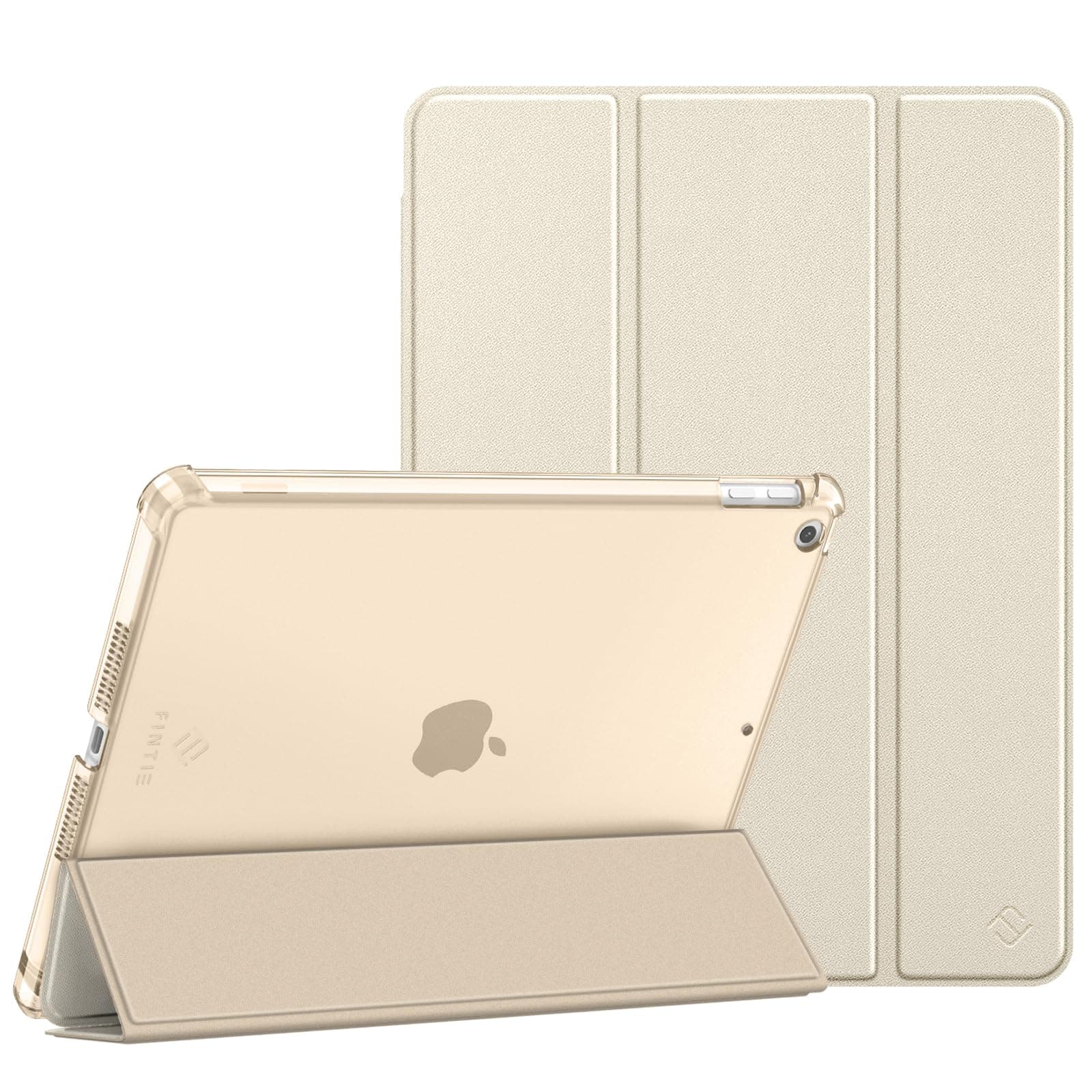 Fintie Hülle für iPad 9. Generation 2021/8. Gen 2020/7. Gen 2019 10.2 Zoll mit Stifthalter, ultradünne leichte Schutzhülle mit transparenter Rückseite und Auto Schlaf/Wach Funktion, Champagner