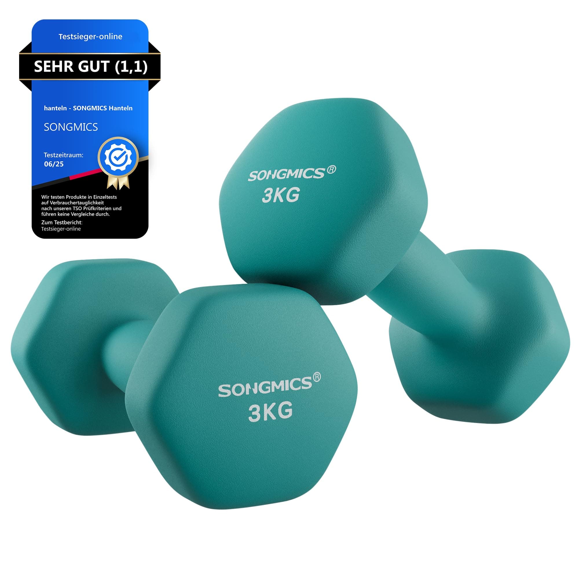 SONGMICS 2 Stück Hexagon Hanteln mit Neoprenbeschichtung für Krafttraining, Fitness, Zuhause