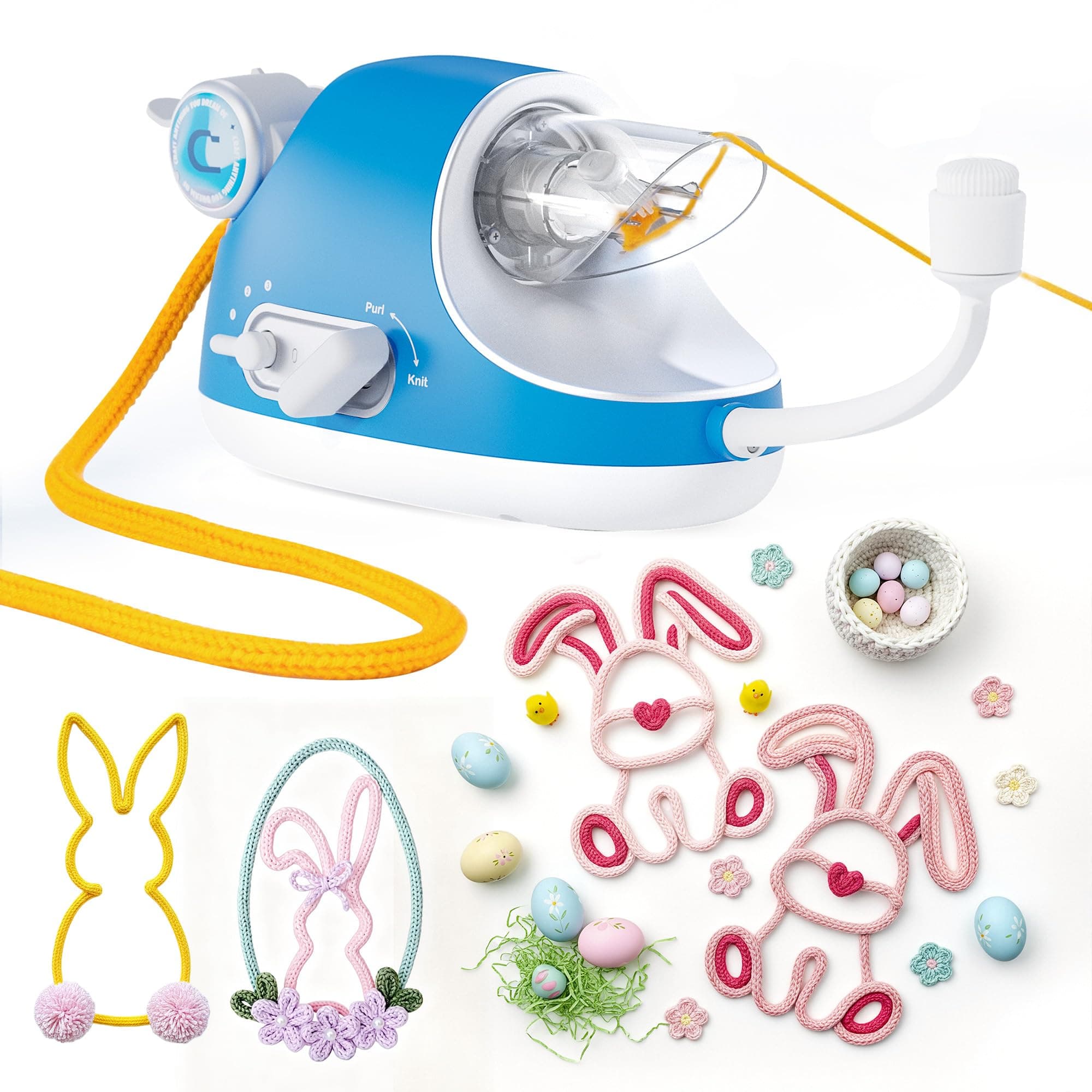 Caydo Tricotin Automatique, Machine de Tricotar Tejer, Eléctrico Máquina de Tejer Pro con 3-Velocidad Ajustable, Herramienta de Tejer Para el Hogar, DIY Máquina de Ganchillo para Adultos y Niños