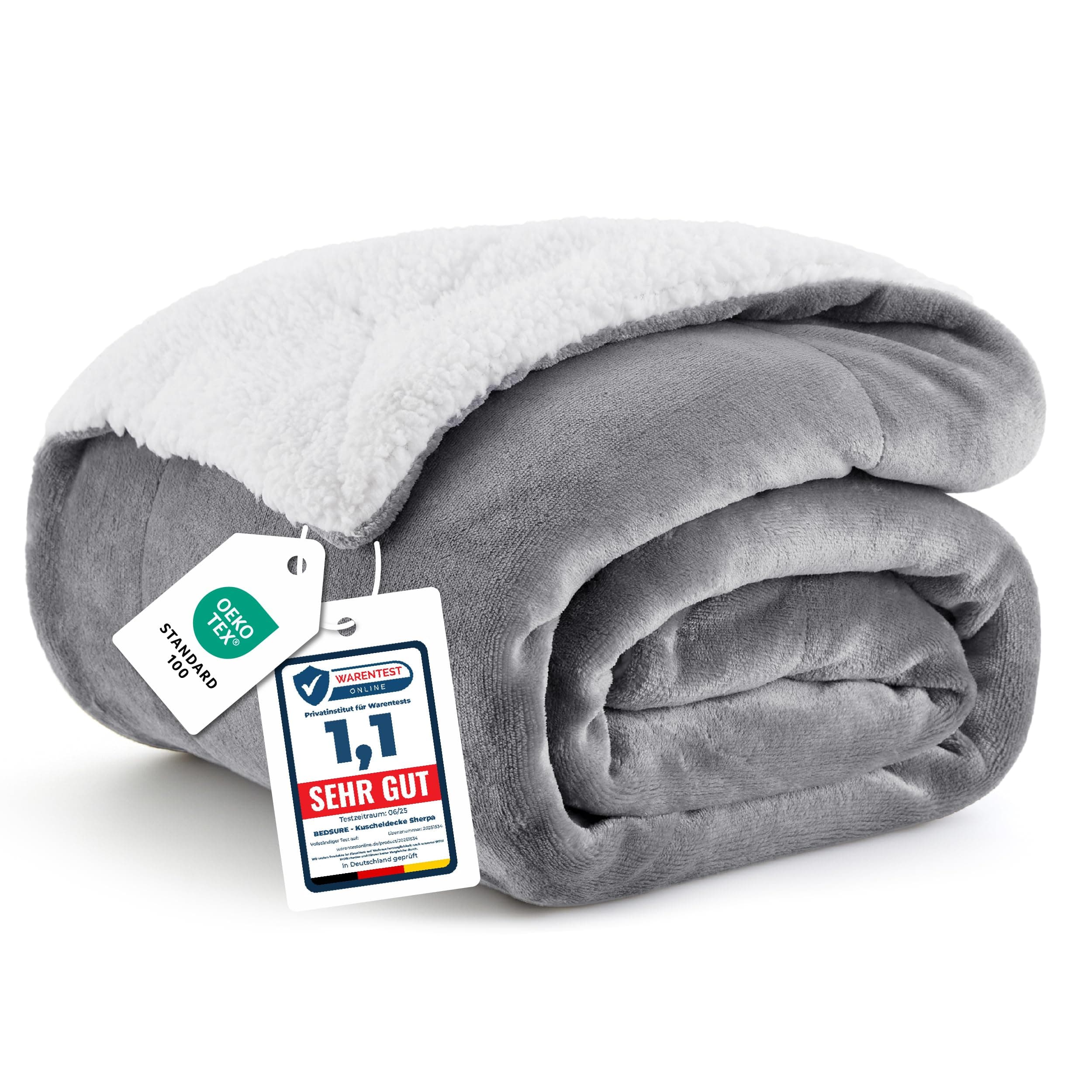 BEDSURE Kuscheldecke Warm Sherpa Wolldecke - Sofadecke, Flauschig Sofaüberwurf Decke, Dicke Couchdecke, Geschenke für Frauen, Flauschige Wohndecke, Grau, 150x200 cm, XL