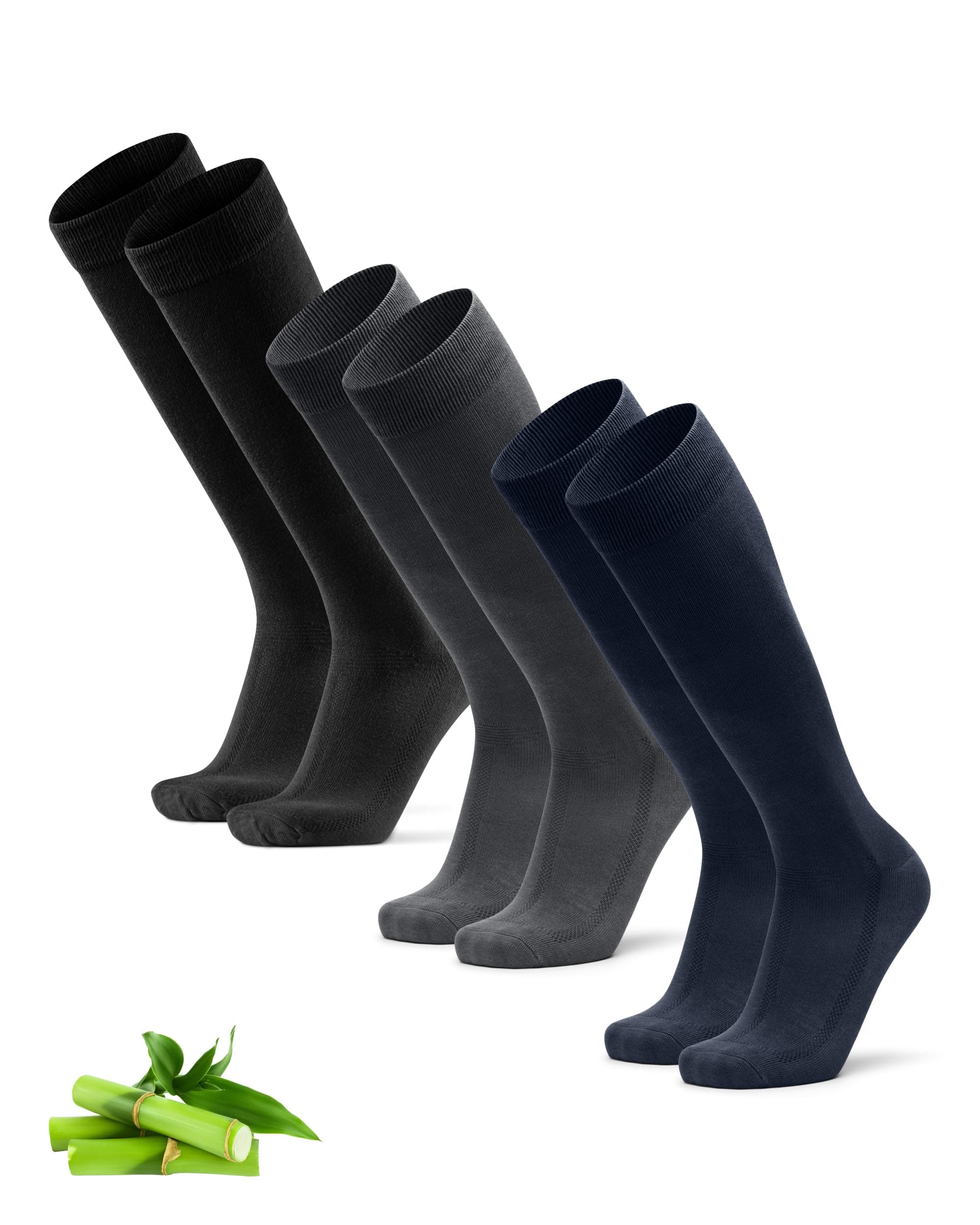 DANISH ENDURANCE Calze Uomo Lunghe in Bambù, Classiche, Calzettoni Uomo Traspiranti e Morbidi, Fibra di Bamboo, 3 o 6 Paia