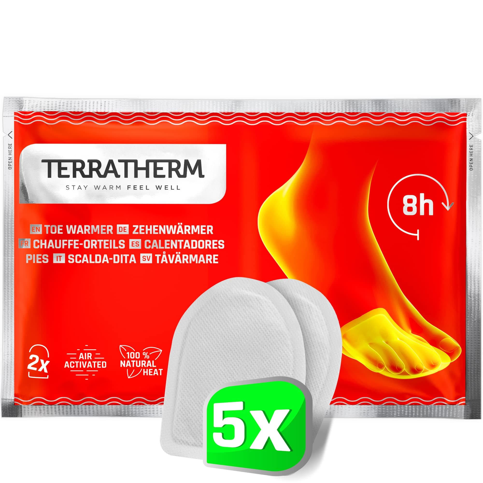 TerraTherm Scaldapiedi - attivato dall’Aria - 8 Ore di Calore - 5, 10 o 30 Paia - scalda Piedi per Scarpe - scaldini Piedi Adesivi