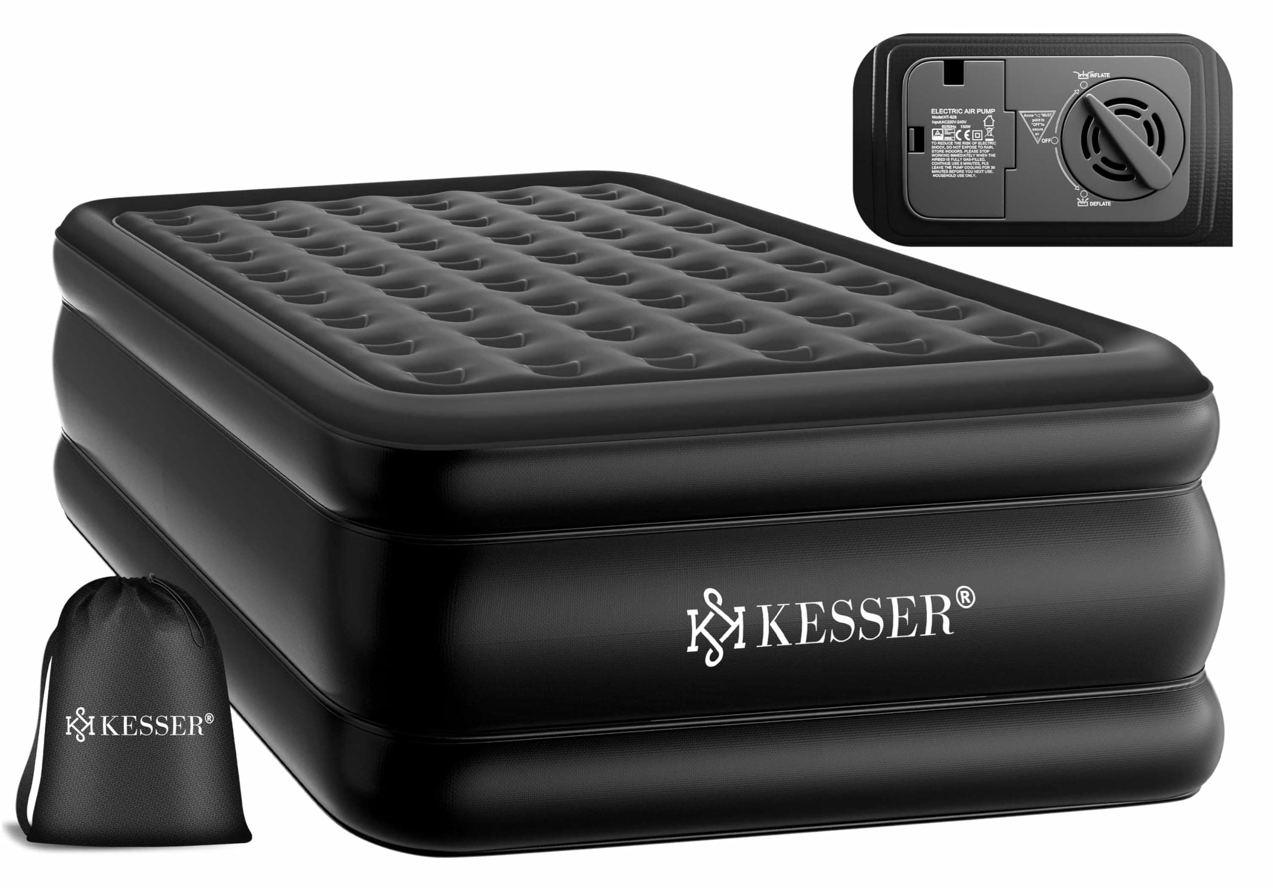 KESSER® Aufblasbare Matratze Luftbett Selbstaufblasend Gästebett mit eingebauter elektrischer Pumpe, Luftmatratze für Camping oder Heimgebrauch Mit Tasche, geeignet für 1 Person - 203 x 95 x 51cm