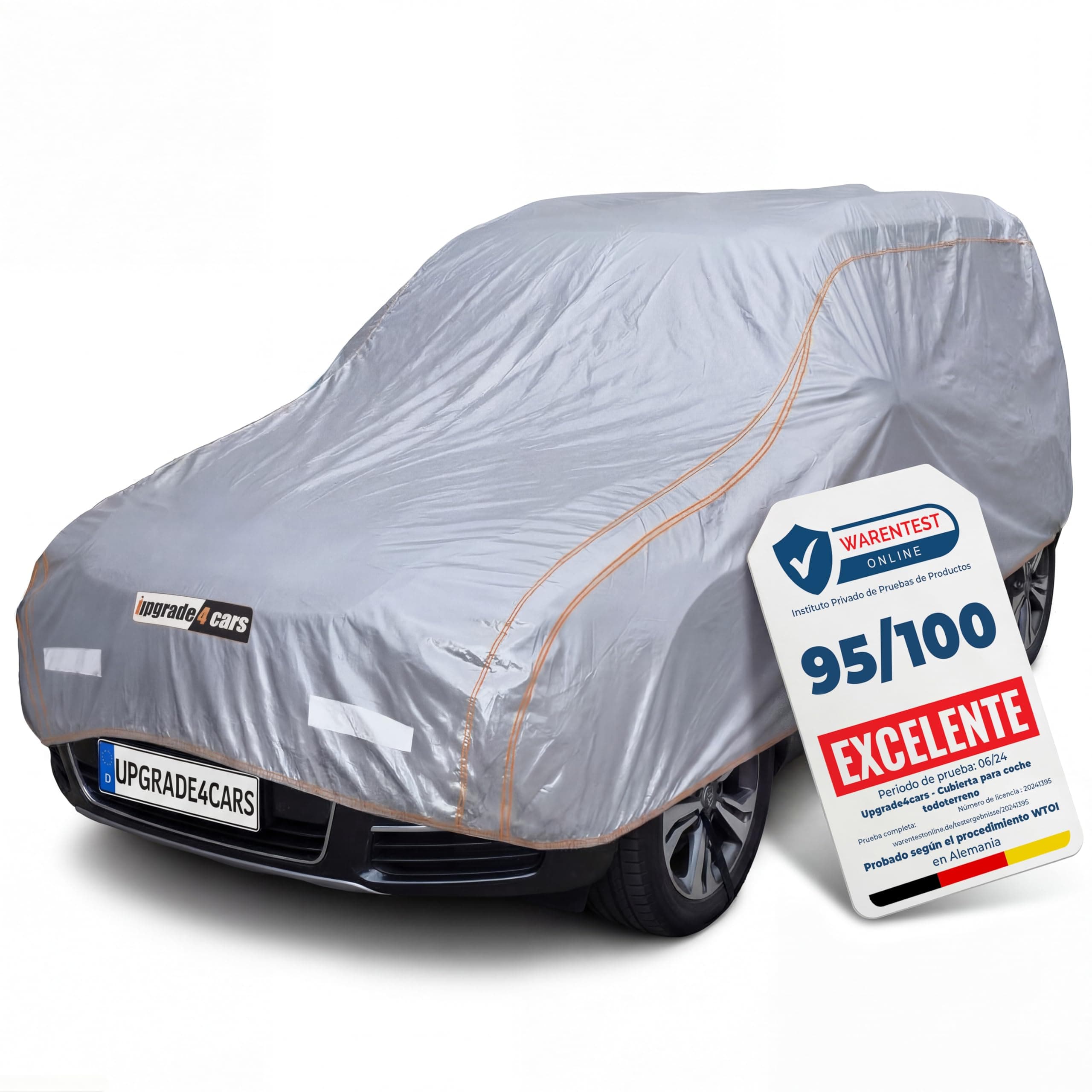 Upgrade4cars Funda Coche Exterior Versión 2026 Transpirable e Impermeable | Funda Completa para Todo el Año | Lona Universal para SUV - SM (455 × 190 × 150 cm)