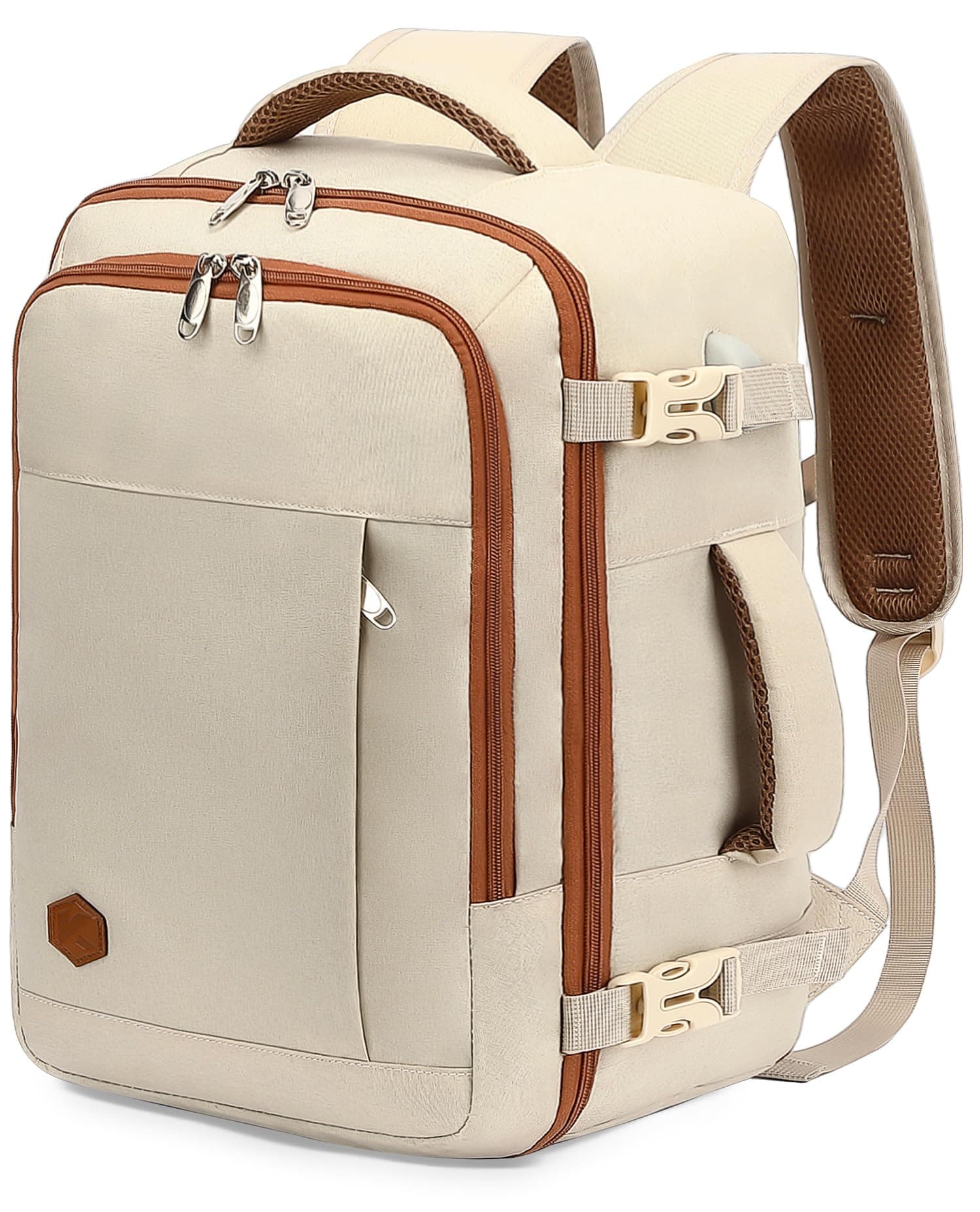 VANKEV Mochila Viaje Cabina Avion 40x20x25 para Ryanair 20L Equipaje de Mano Bolso de Viaje Mujer Hombre para Portatil de 14 Pulgadas de Escuela Trabajo,beige