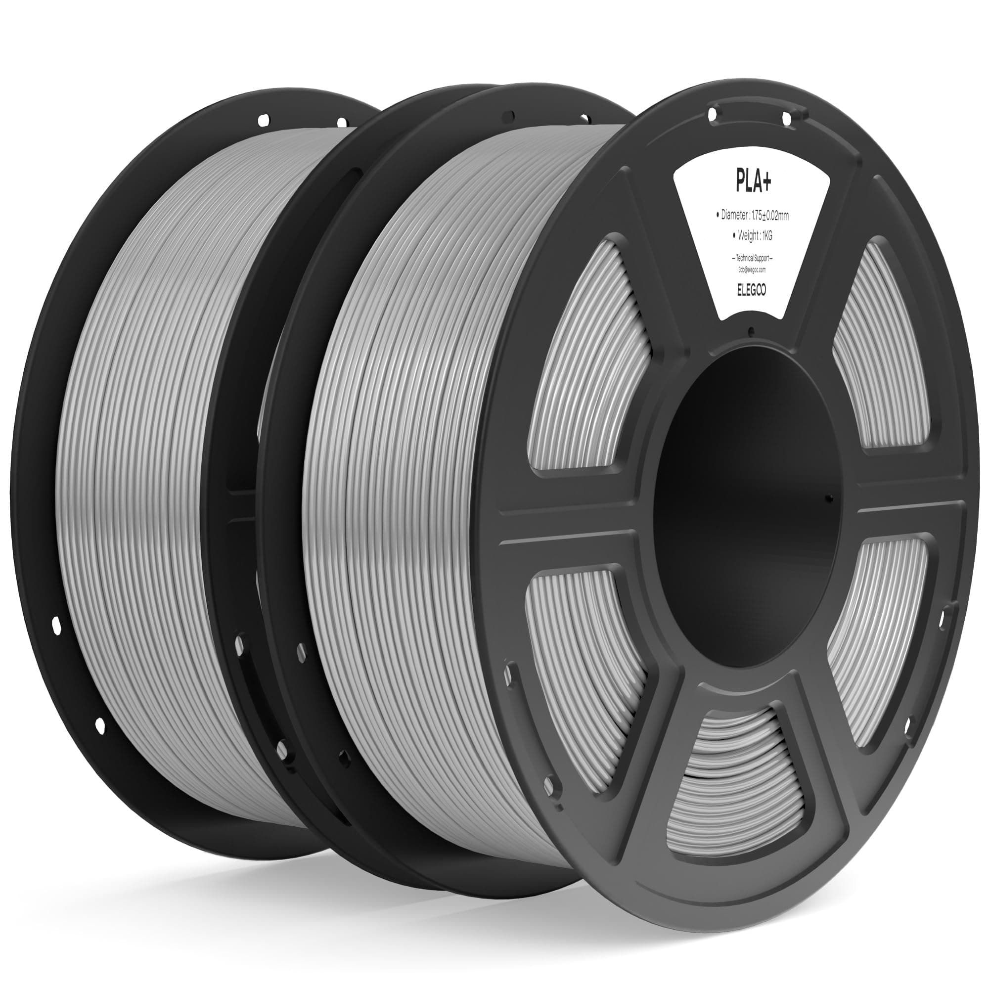 ELEGOO Filamento PLA+ 1.75 2KG Gris, Filamento PLA Plus para Impresora 3D, Precisión Dimensional +/- 0.02mm, Carrete Filamento 3D, para Mayoría Impresoras 3D