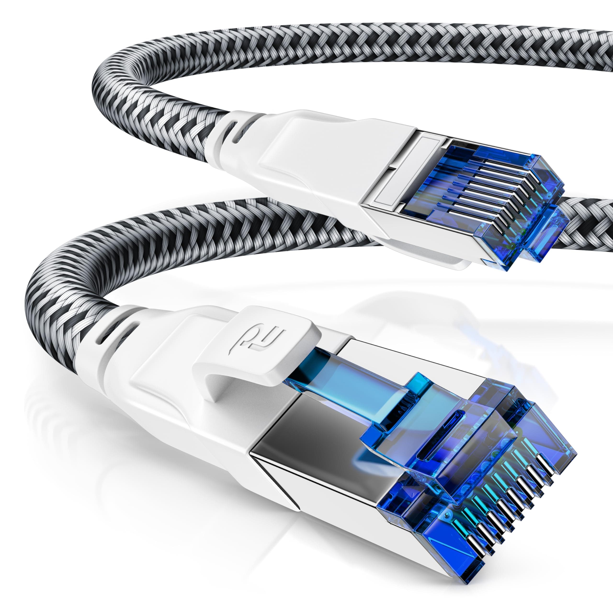 CSL - 0,25m Netzwerkkabel CAT 8 - LAN Kabel Patchkabel - Baumwollmantel - CAT8.1 High Speed Gigabit Ethernet Cable - 40 Gbits - S/FTP PIMF - RJ45 Stecker - Cat6 Cat7 Cat8 komp - 0,25 Meter - weiß
