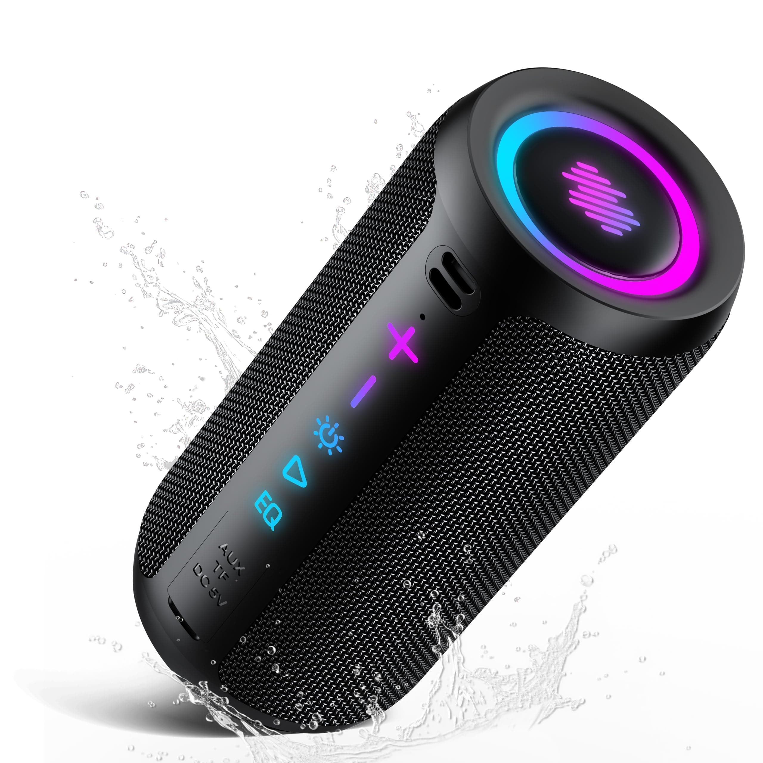 Cassa Bluetooth Portatile Potente, 25W Altoparlante Bluetooth 5.4 con 2 Modalità EQ, IPX7, TWS, 24H di Autonomia Speaker Bluetooth, 8 Modalità RGB, Cinghia da Trekking, Compatibile con PC, AUX, TF