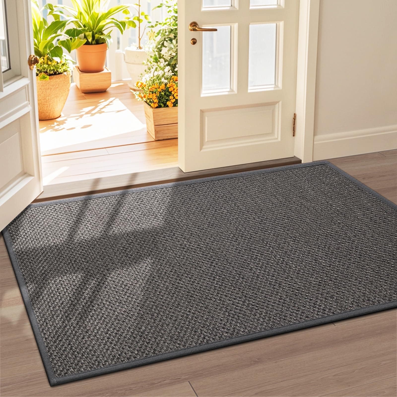 LEKEEPGO Felpudo Entrada Casa 90 x 150 cm, Alfombra Entrada Antideslizante, Felpudo de Entrada Absorbentes Lavable, Alfombrilla para Entrada, Pasillo, Cocina, Gris