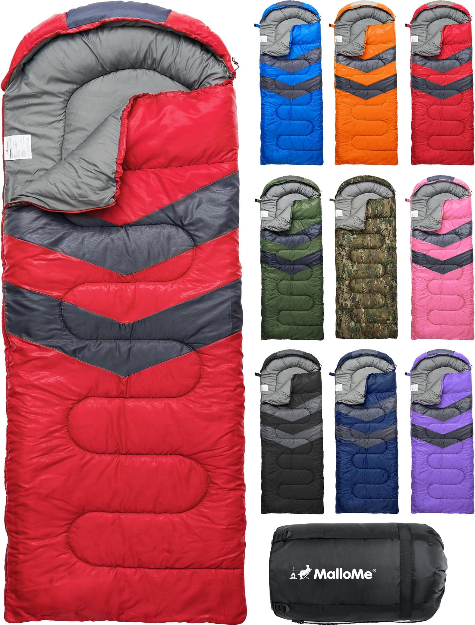 MalloMe – Saco de Dormir para Adulto, niño, Invierno, Verano, Primavera, otoño, plumón para 1 Persona, Impermeable, Bolsas de Dormir y Senderismo – Bolsa de Dormir Ultraligera, compacta para Dormir