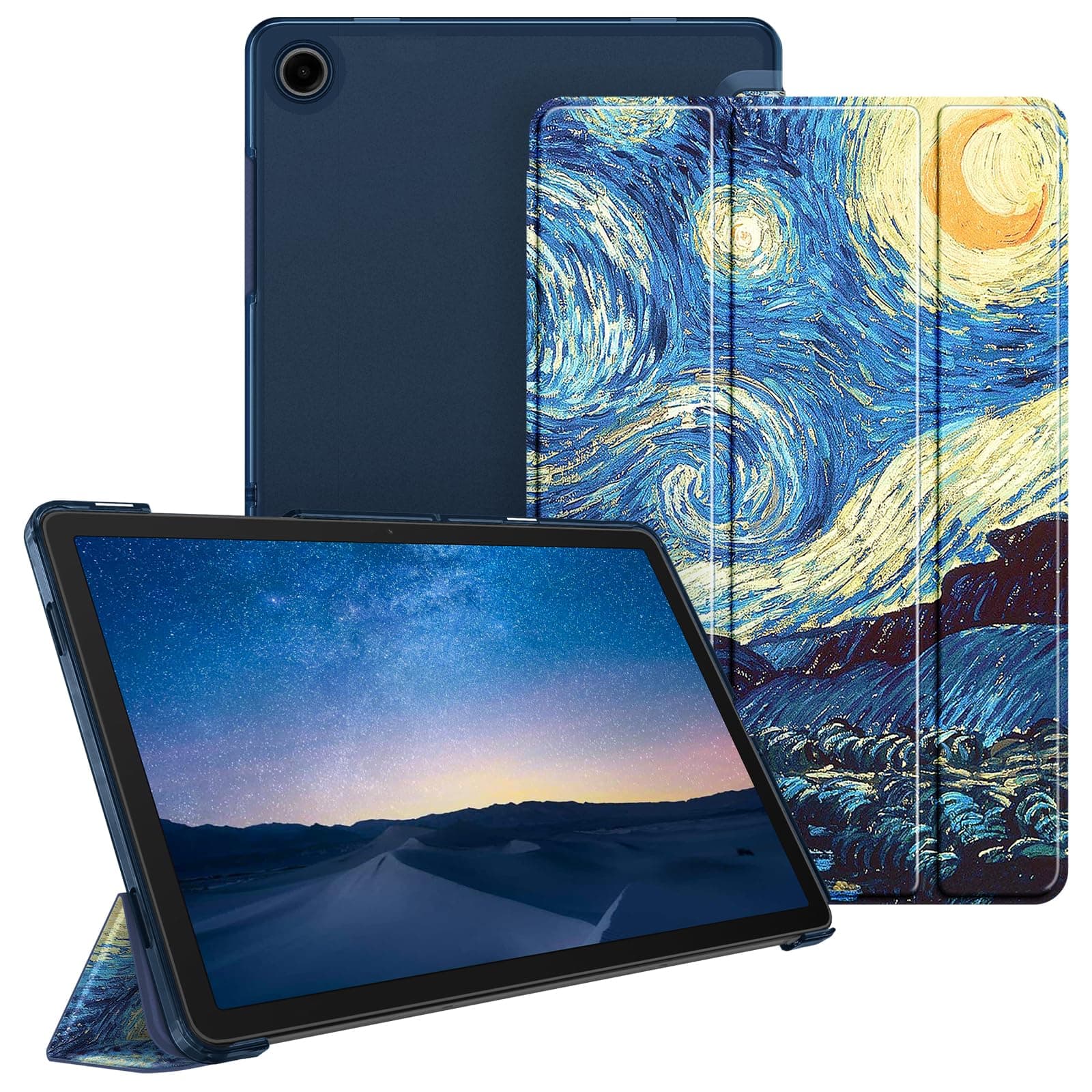 Fintie Hülle für Samsung Galaxy Tab A11+ Plus 11" 2025 / Tab A9+ Plus 11 Zoll 2023 Tablet, Ultradünn Schutzhülle mit Translucent Rückseite Cover, Sternennacht