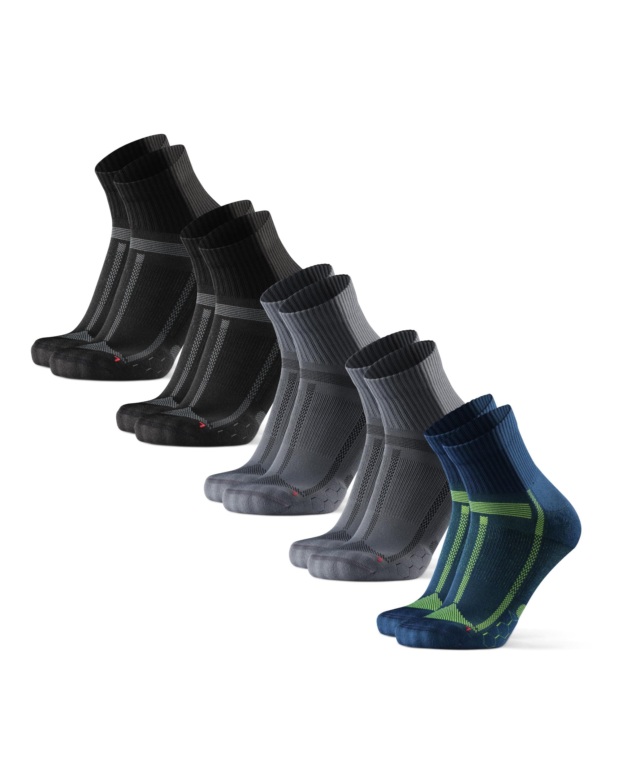 DANISH ENDURANCE Calcetines de Running Unisex, Antideslizantes, Calcetines Antiampollas para Hombre y Mujer, 3 Pack