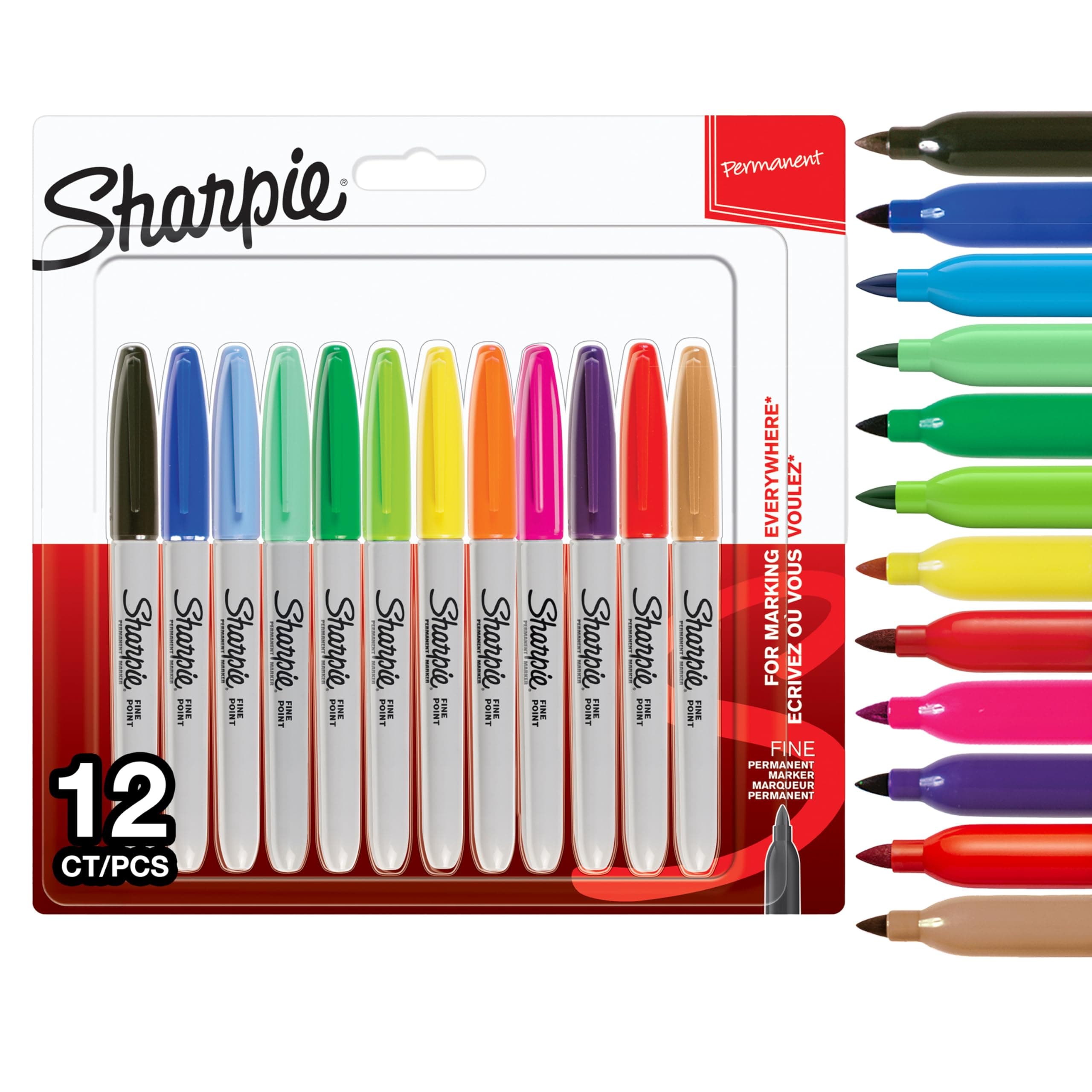 Sharpie Permanent Marker | Marker Stifte mit feiner Spitze | gemischte Farben | 12 Stück Market Set