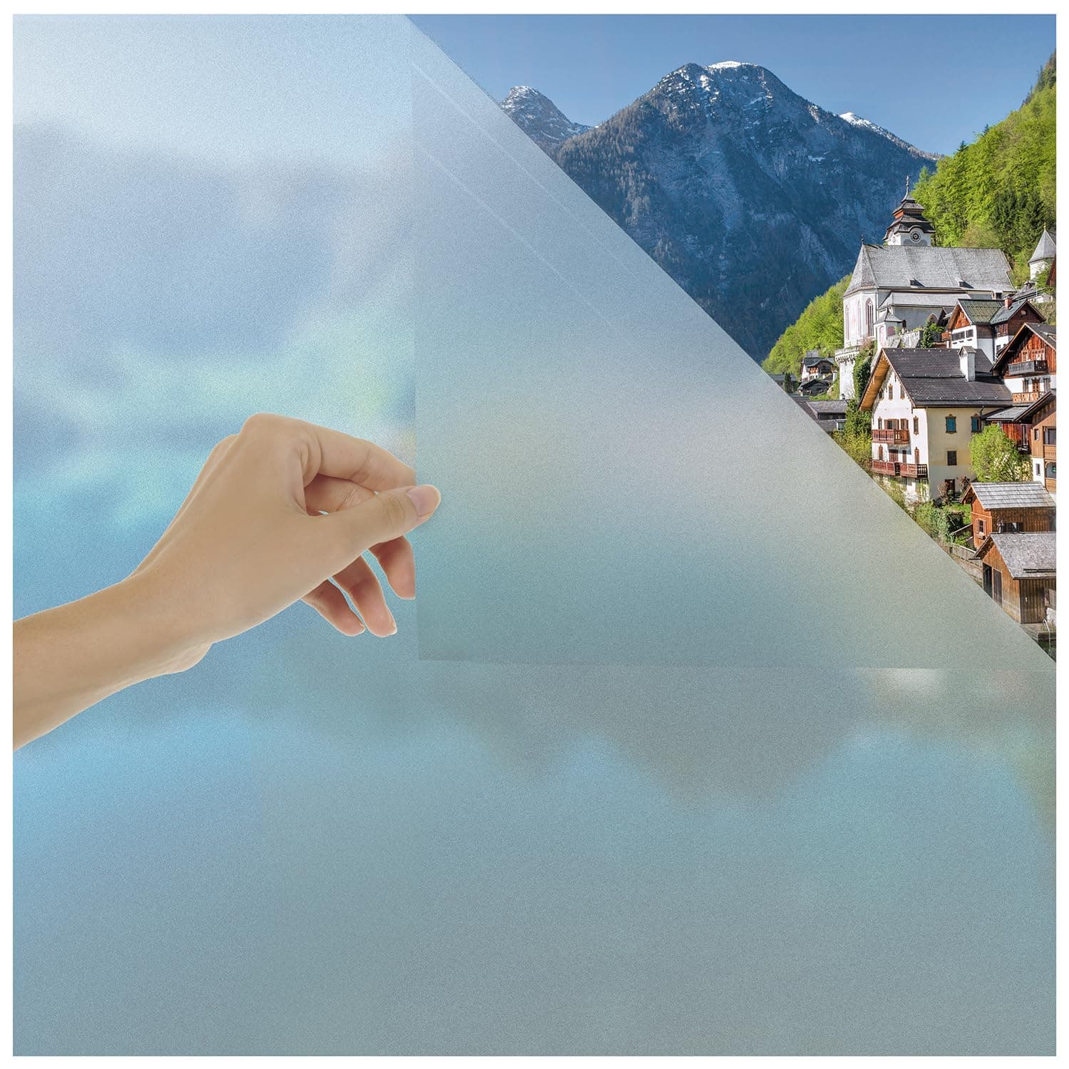 Blumtal Fensterfolie 90x200 cm Blickdicht & statisch haftend + Rakel - zuschneidbare Sichtschutzfolie Fenster + UV-Schutz - Milchglasfolie selbstklebend - Selbstklebende Milchglasfolie Frosted-Look