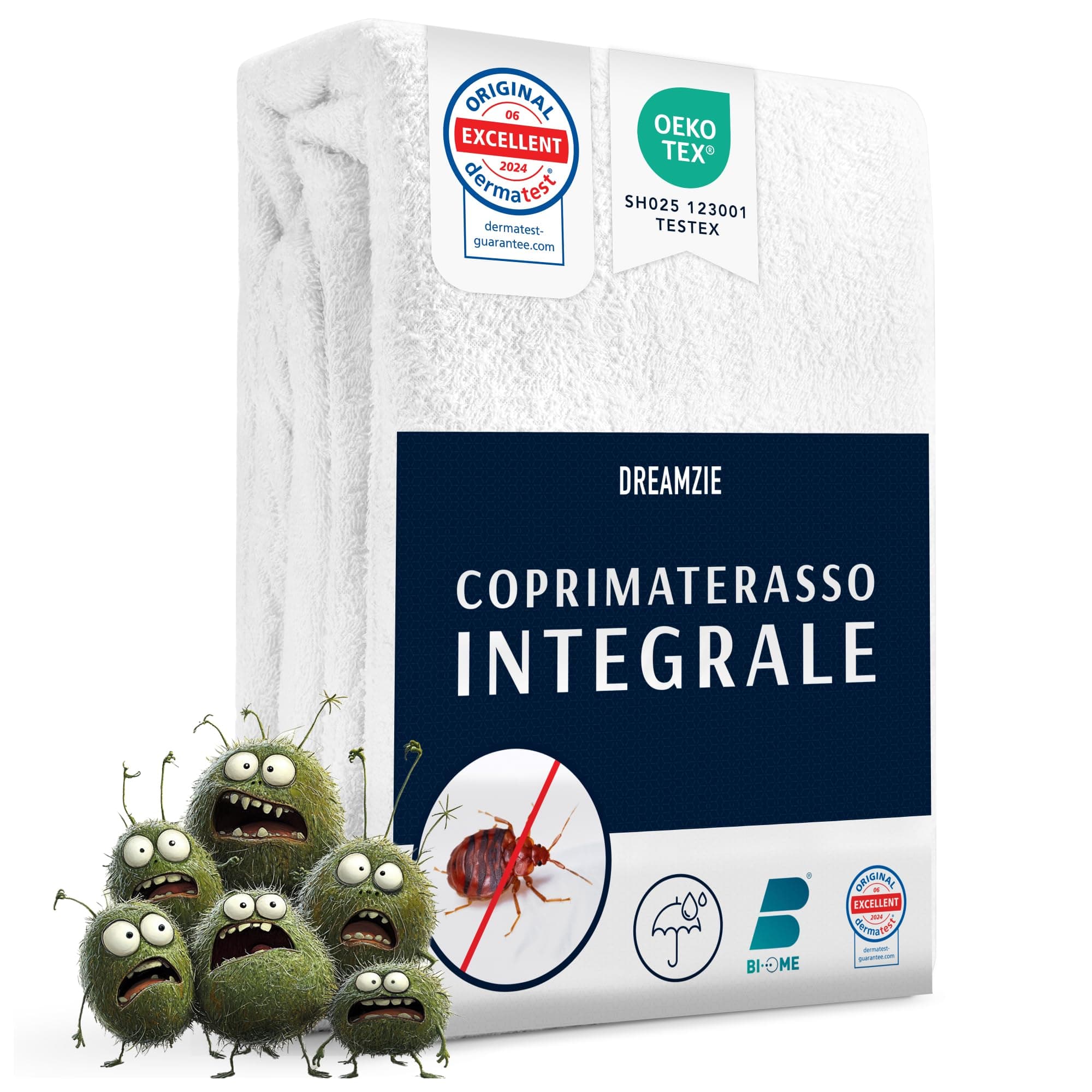 Dreamzie Coprimaterasso Singolo Impermeabile 90x200x20 cm - Coprimaterasso Antiacaro Integrale con Chiusura a Zip per Allergici