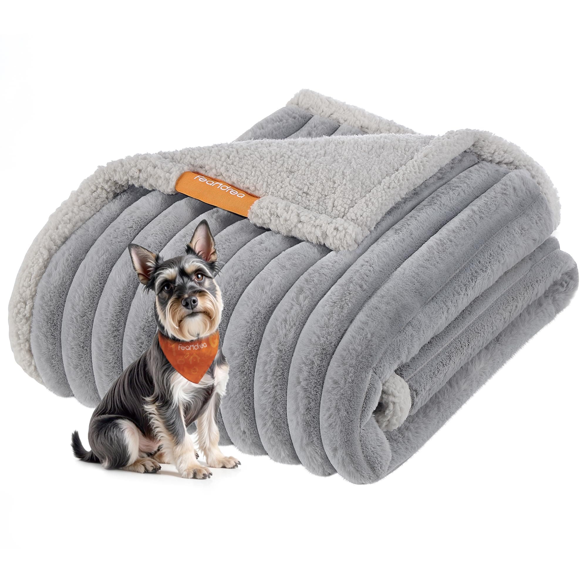 Feandrea Tappeto Impermeabile per Cani, Coperta Reversibile di Taglia M, 102 x 73 cm, per Cani in Miniatura e di Taglia Piccola, Copridivano, Lavabile, Grigio Tortora e Grigio Chiaro PPB034G01