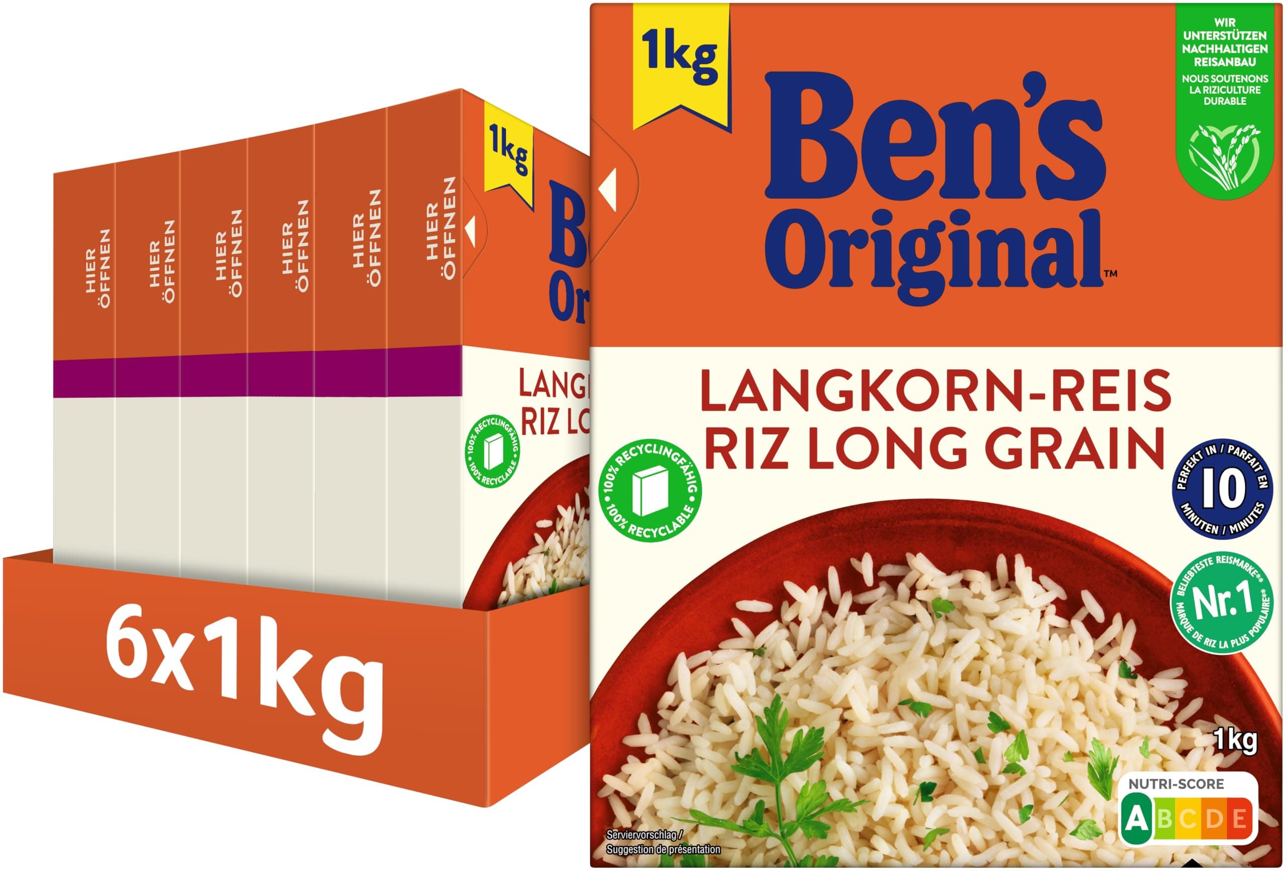 BEN'S ORIGINAL™ Original-Langkorn-Reis 10-Minuten Lose 6x1Kg