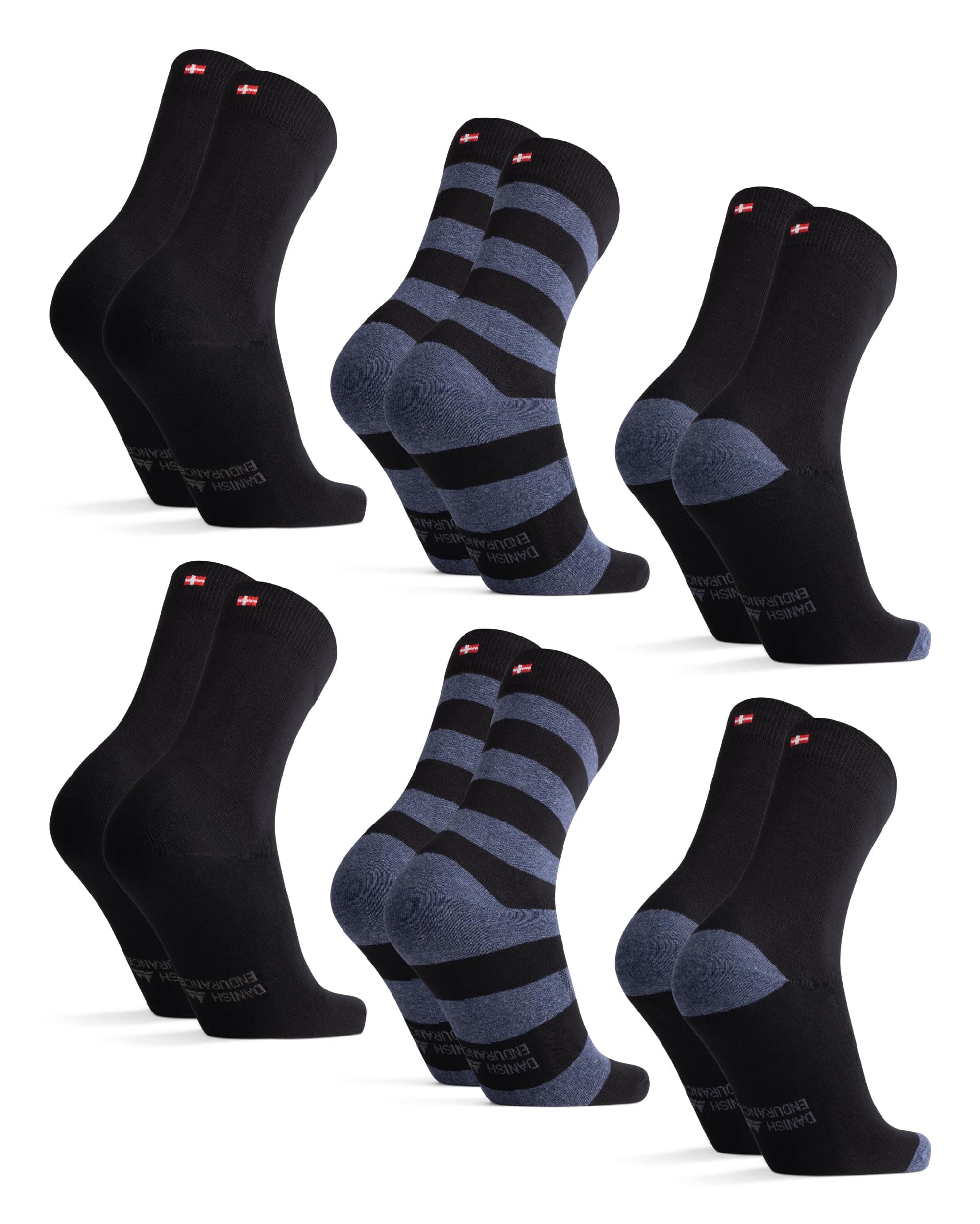 DANISH ENDURANCE Calcetines de Algodón Orgánico, Suaves, Transpirables, Hombre y Mujer, 6 Pack