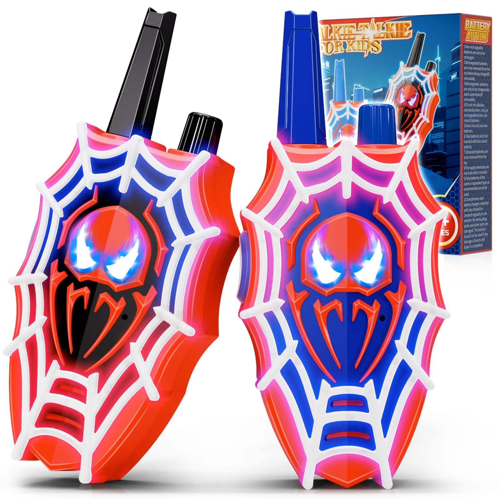 Mirthigig Walkie Talkie Bambini, Ragnatela con Luci e Occhi Lampeggianti, Giocattolo Gioco Bambino 3 4 5 6 7 8 Anni, Giocattoli Giochi Esterno Giardino Bambini Regalo Bimbo 3-9 Anni Maschio di Pasqua