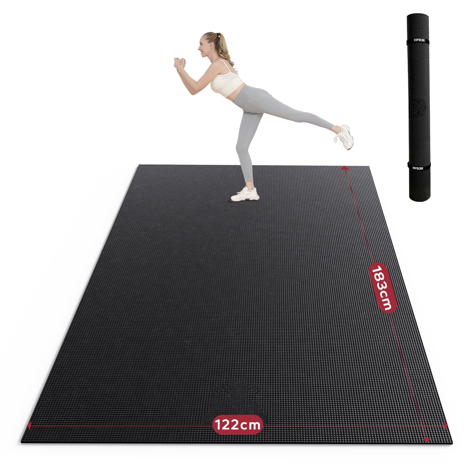 HAPBEAR Esterilla Deporte Grande 183×122/213×152/244×183/274×183cm×8mm,Antideslizante Ultraduradero Esterilla Yoga para Ejercicio en Casa, Deporte Familiar, Pilates, Gimnasia