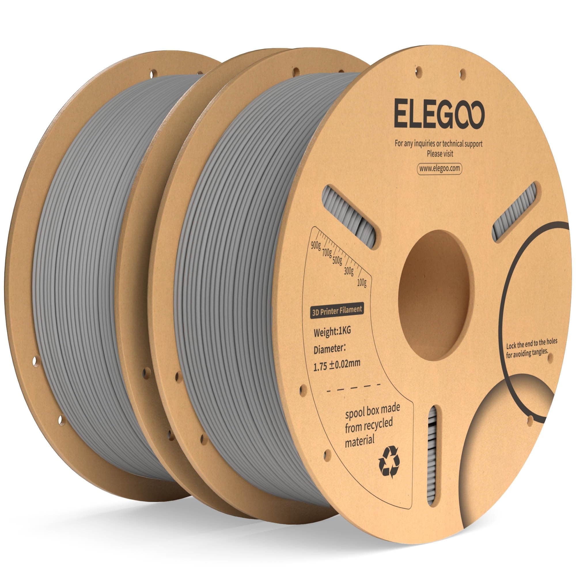 ELEGOO PLA+ Filament 1.75mm Grau 2KG, PLA Plus 3D Drucker Filament, Härter und Stärker Filament-3D-Druckmaterialien, Maßgenauigkeit +/-0,02mm, Kompatibel mit Meisten 3D Printerr(1KG/Spool, 2.2lbs)
