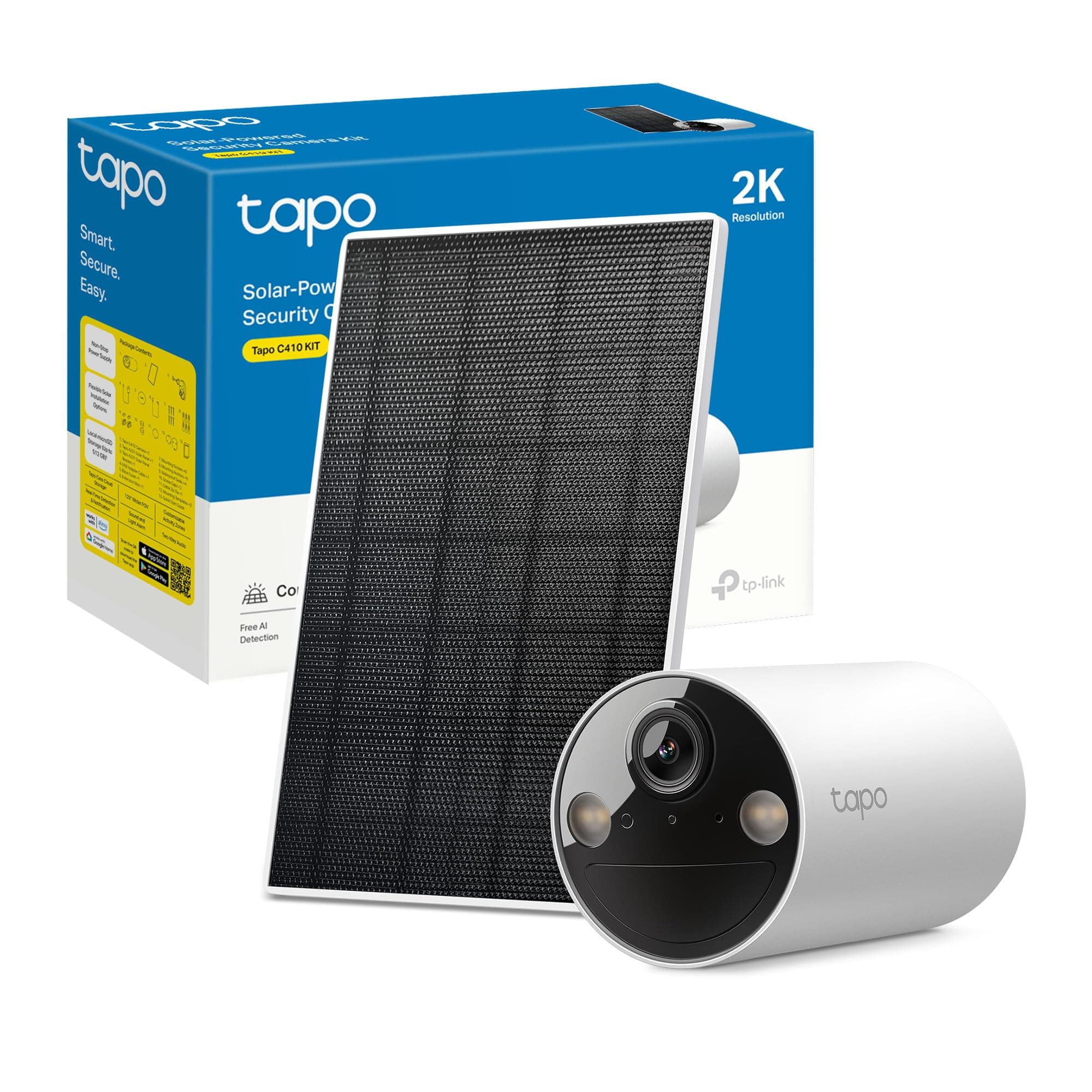 Tapo C410 KIT Telecamera WiFi Esterno ad Energia Solare, 2K 3MP, Batteria 6400mAh fino a 180 Giorni dopo una Singola Carica, Visione Notturna a Colori, Allarme Con Rilevamento del Movimento, IP65