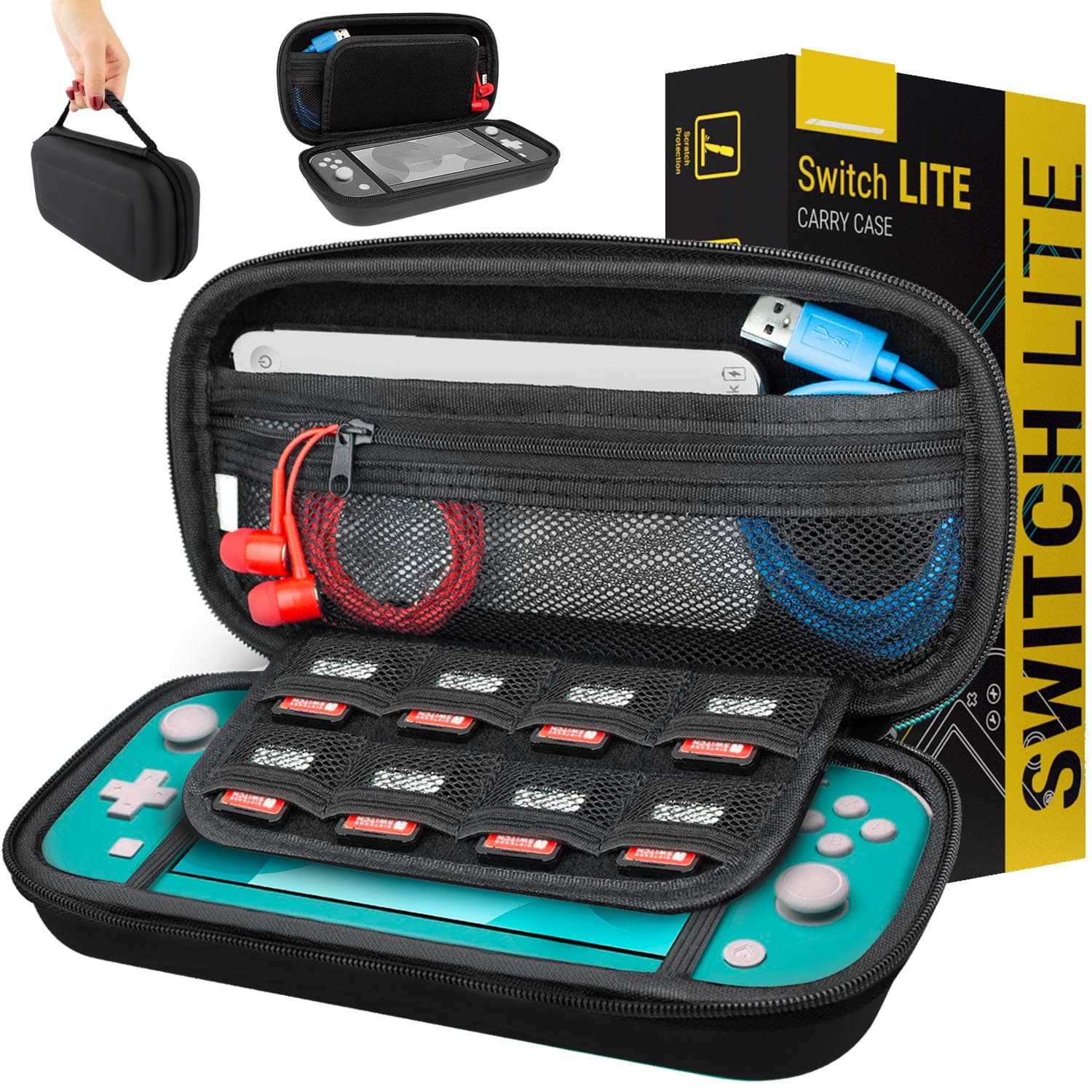 Orzly Custodia da Viaggio per Nintendo Switch Lite, Guscio Protettivo Portatile per Console Nintendo Switch Lite (2019) - Nero