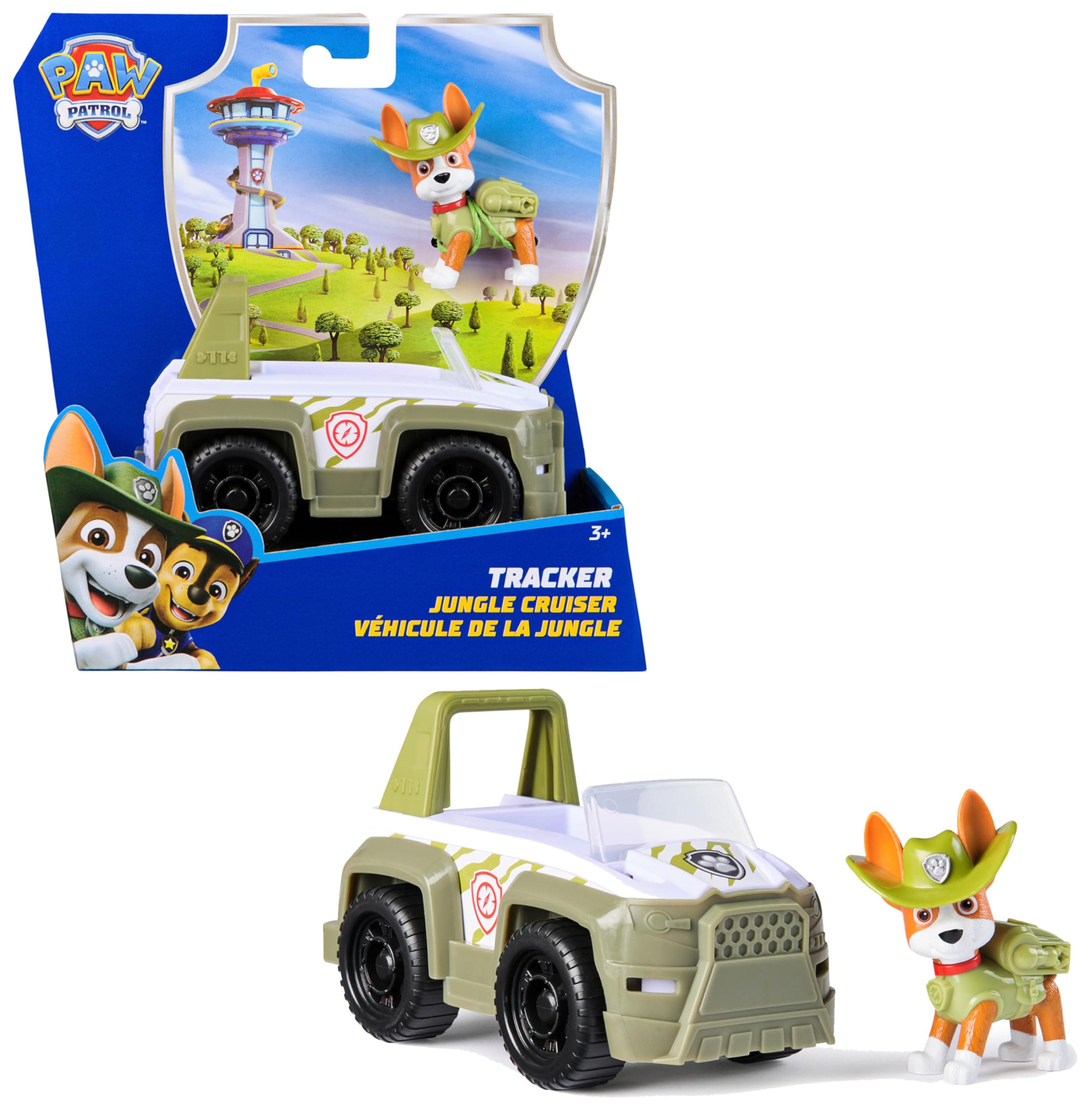 Paw Patrol - Pat Patrouille - Véhicule Figurine Tracker - Voiture Figurine À Collectionner - Pat Patrouille Véhicule - Plastique Recyclé - Voiture Enfant - Jouet Enfant 3 Ans Et +