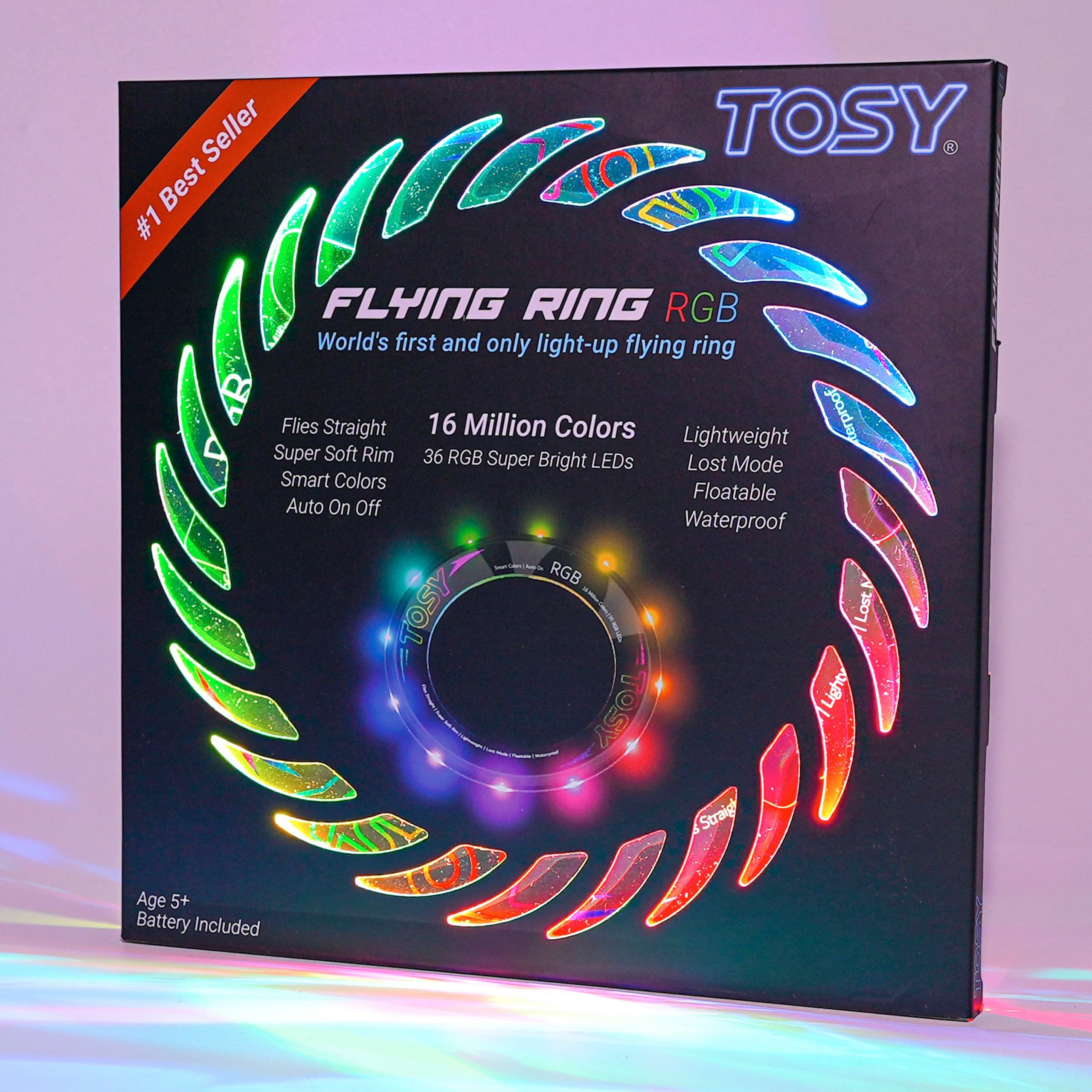 TOSY Flying Ring - 36 LED RGB Multicolor Leds, superbrillante, Modo perdido, Encendido automático, Regalo de Pascua para niños, Seguro, Impermeable, Juguete para Piscina, Playa y Camping, 3-Pack