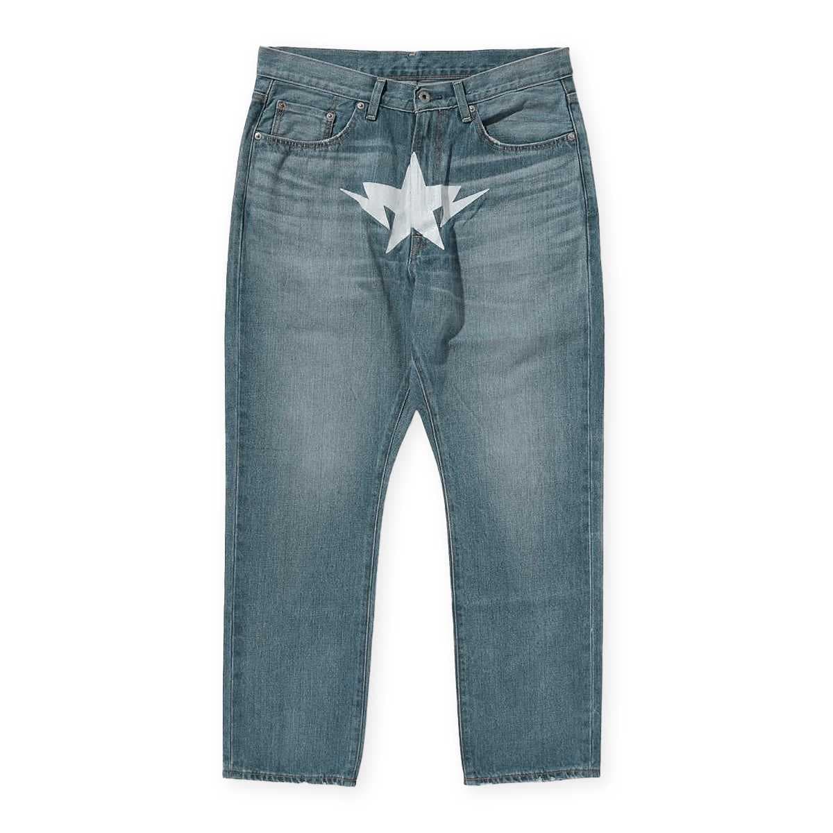 Fake Print Sta Loose Fit Denim Pants