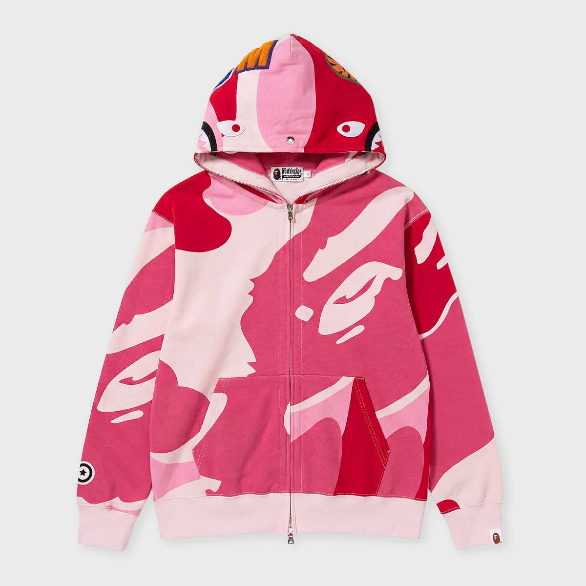 Mega ABC Camo Double Shark Relaxed Fit Full Zip Hoodie pink