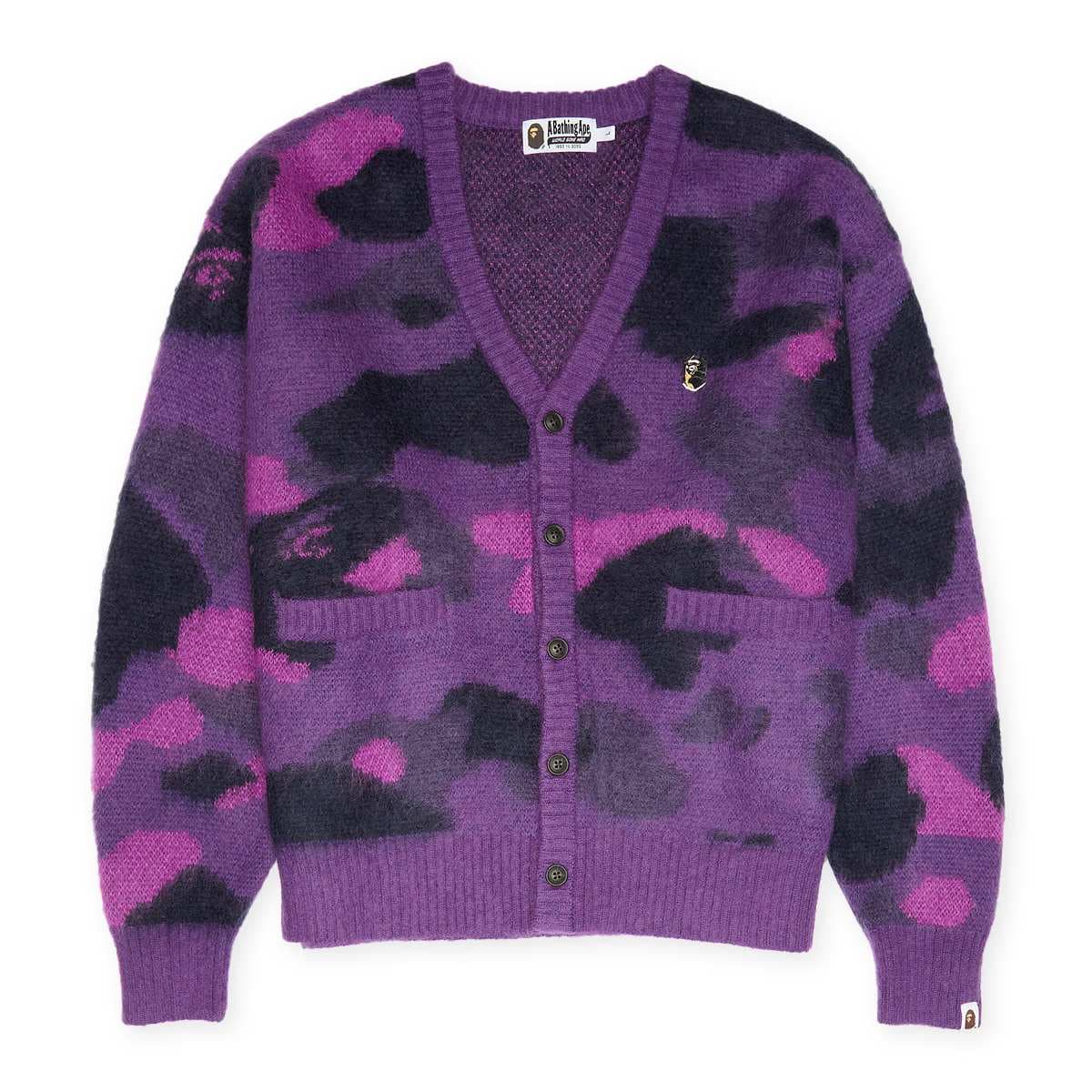 Color Camo Mohair Knit Cardigan M
