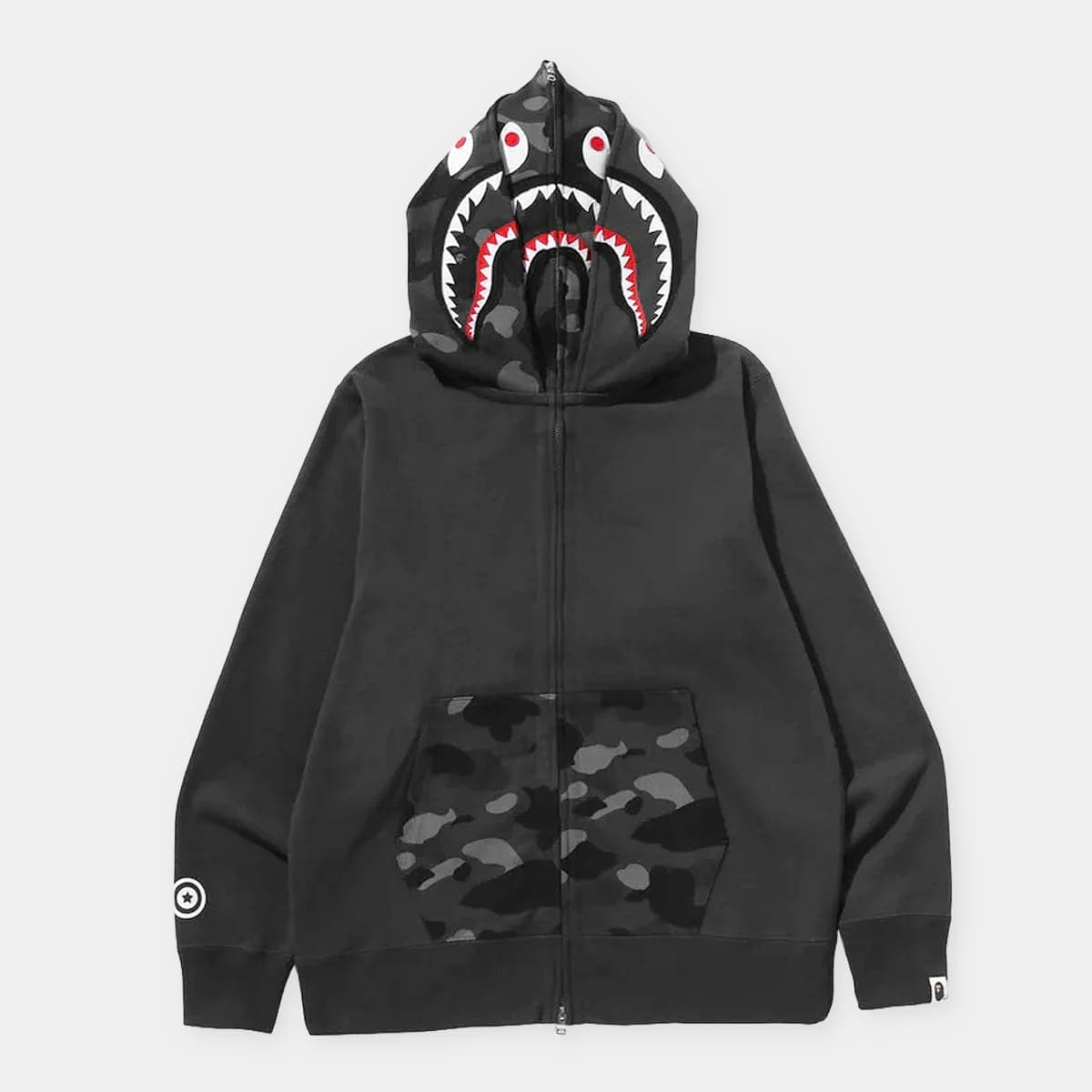 Color Camo Shark Full Zip Double Hoodie