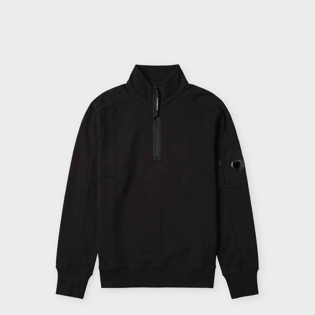 Diagonal Raised Fleece Half Zip Lens Sweater black
