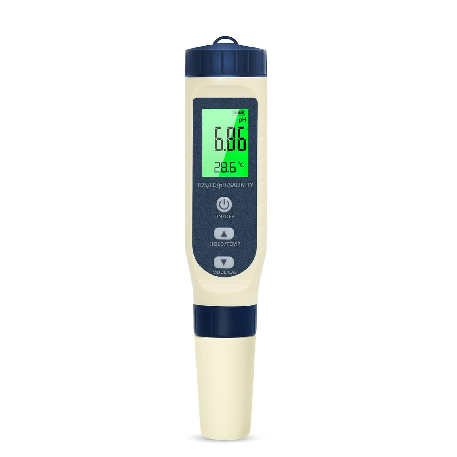 Pious Ph Metre, 5 en 1 PH/TDS/EC/Salinité/Thermomètre, Testeur ph à Écran LCD, Compensation Automatique de la Température, Ph Metre Electronique, Adapté à l'Eau Potable, Aquariums, Piscine