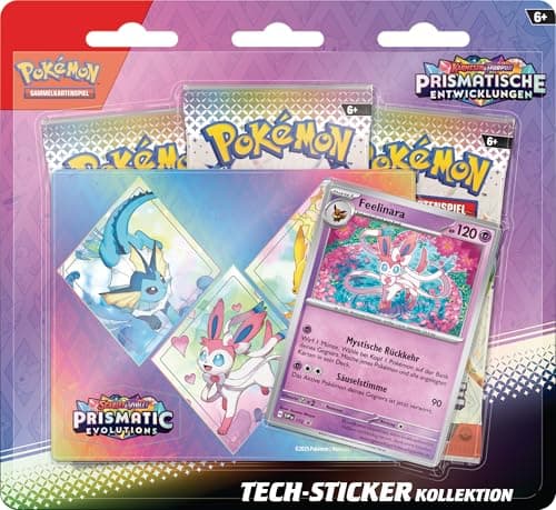Pokémon - Trading Card Game Tech Sticker Collection Crimson & Purple - Prismatic Developments: Feelinara (1 Holographic Promo Card & 3 Booster Packs)