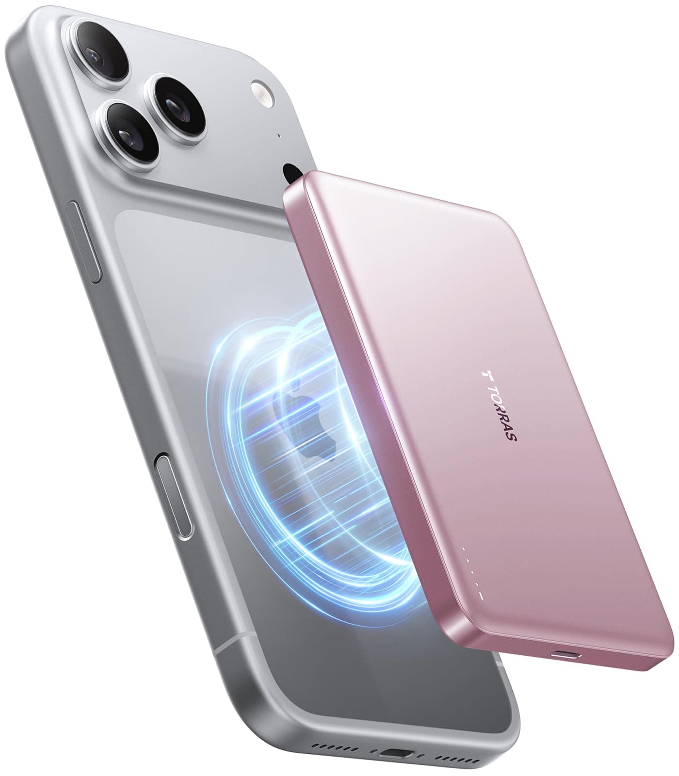 TORRAS MiniMag Powerbank für MagSafe, 10000mAh 22.5W Schnellladen Magnetische Power Bank Slim, Wireless Externe Akkupack mit USB-C-Kabel für iPhone 17 Pro Max/Air/16/15/14/13/12, AirPods, Rosa Titan.