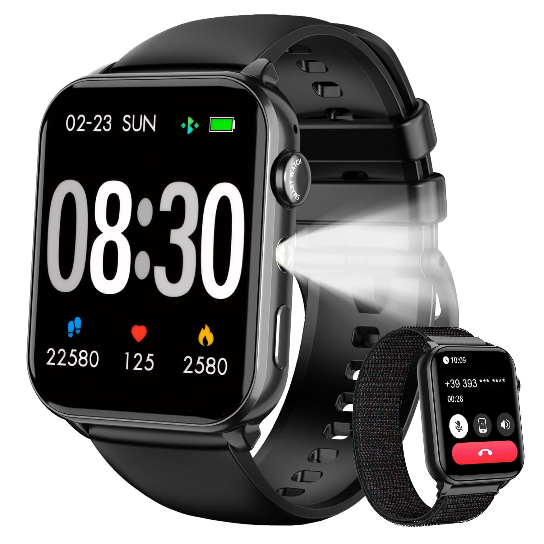 IOWODO Smartwatch Uomo Donna,Orologio Fitness con Chiamate,1.91" Smart Watch Monitor del SpO2/ Sonno,24H Cardiofrequenzimetro,100 modalità Sportive,Fitness Tracker per Android iOS