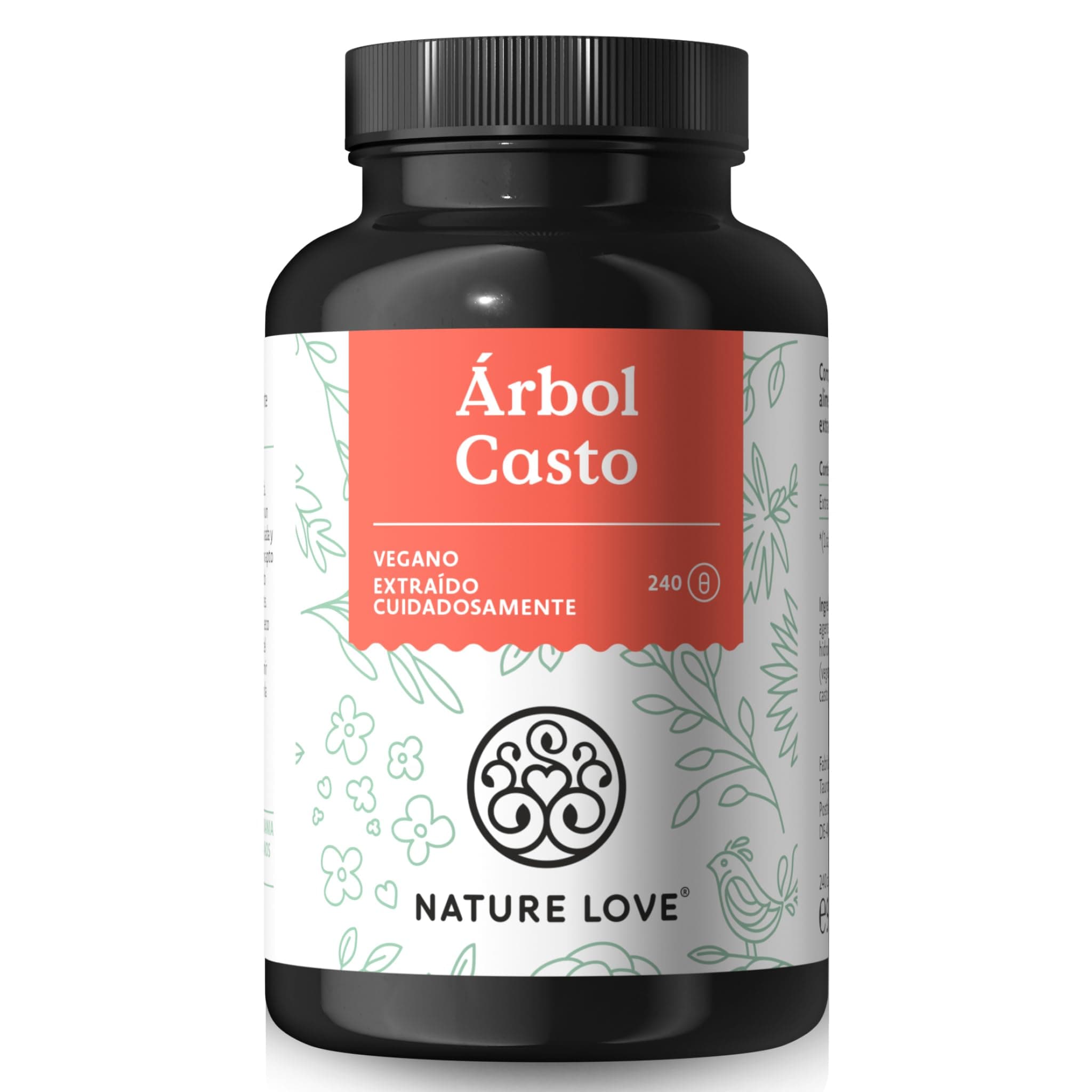NATURE LOVE® 240 Cápsulas sauzgatillo - Extracto 4:1 de Vitex Agnus Castus - Dosificación alta con 10mg por cápsula - Sin aditivos, veganas, probadas en laboratorio, producido en Alemania.
