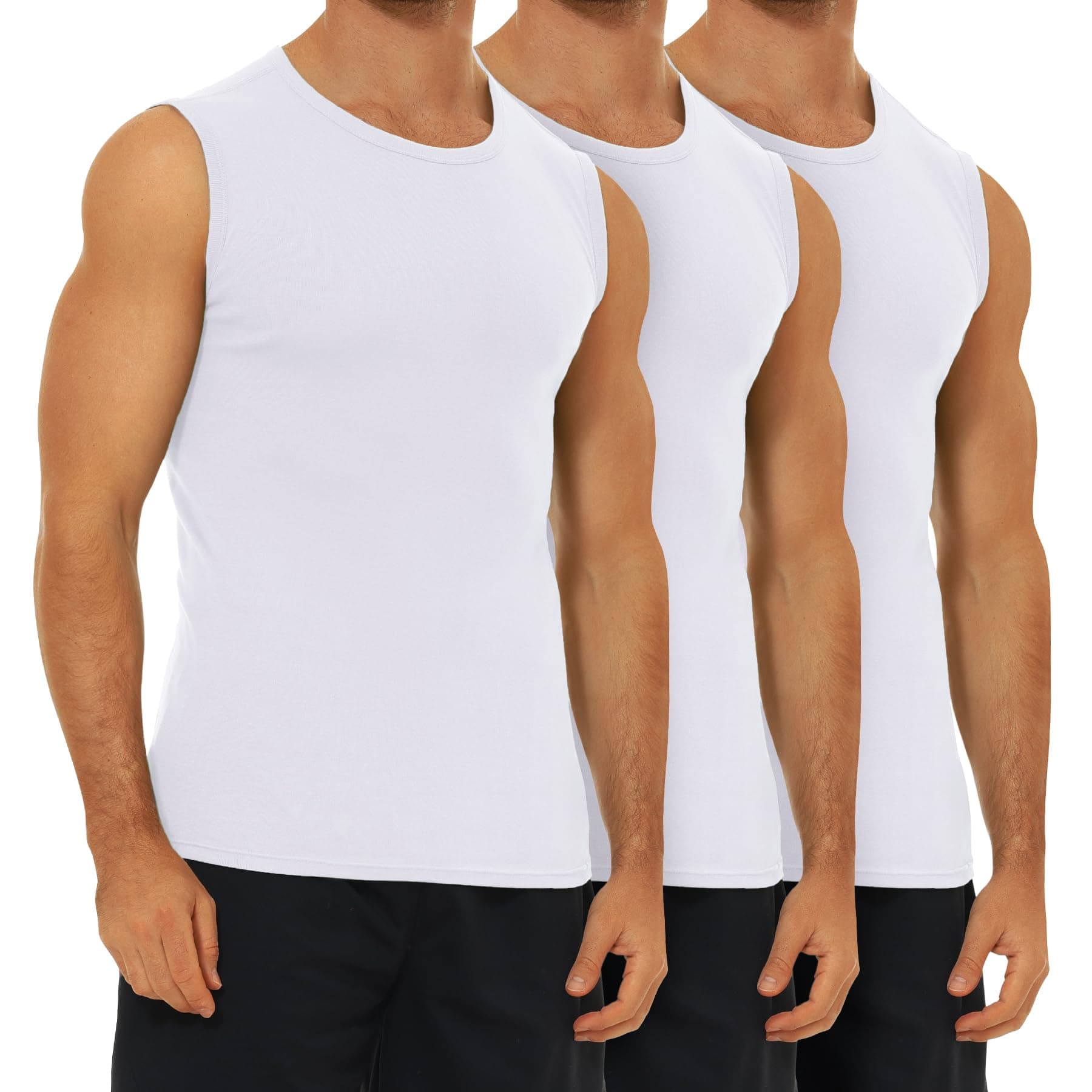 FALARY Débardeur Homme 100% Coton Maillot de Corps Homme Lot de 3 Blanc Noir Bleu Olive S-5XL