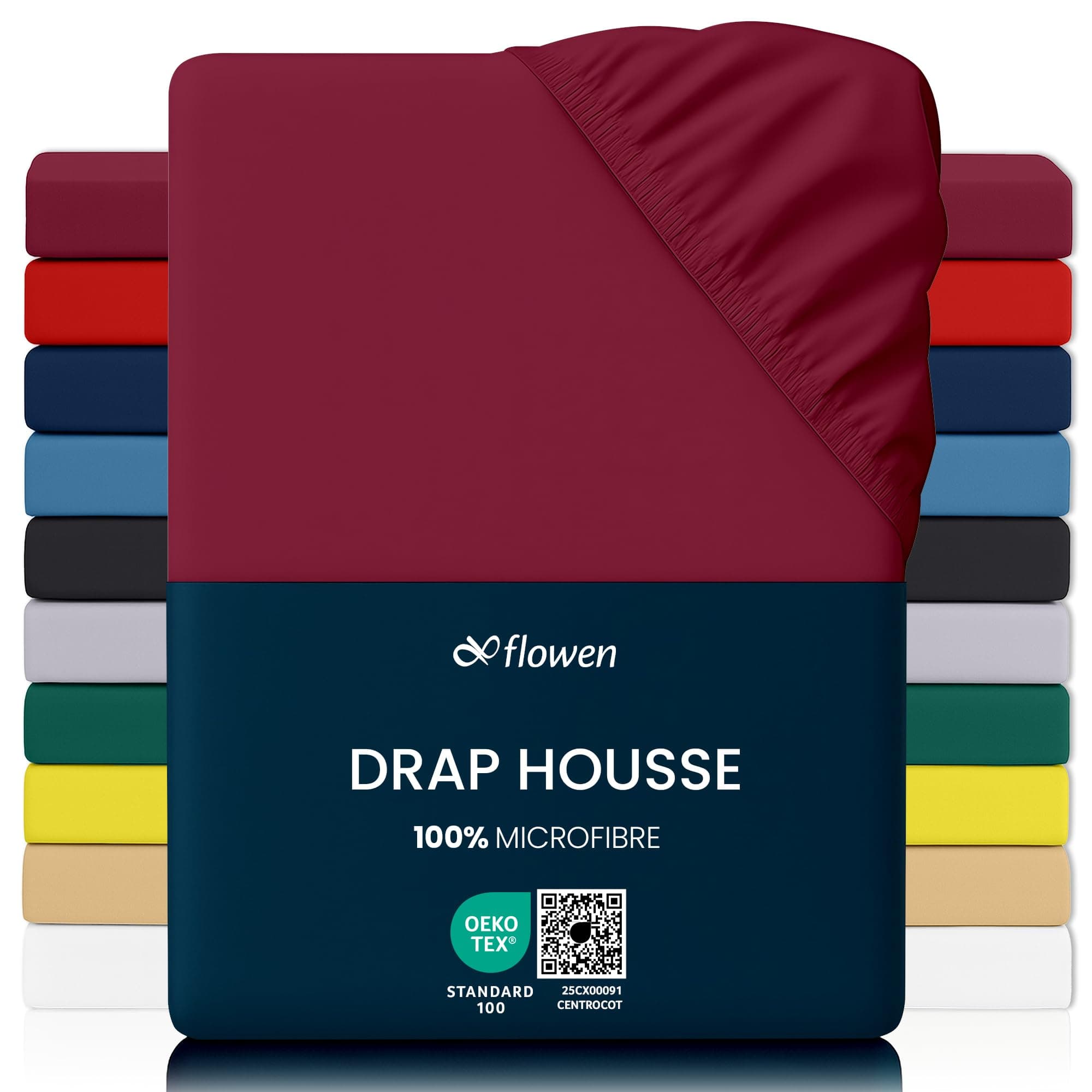 Flowen Drap Housse 140x190 cm en Microfibre Bordeaux avec Coins Élastiqués pour Matelas de 30 cm Haut Tissu Anti-Acarien Hypoallergénique De Haute Qualité Doux et Durable Lavable en Machine