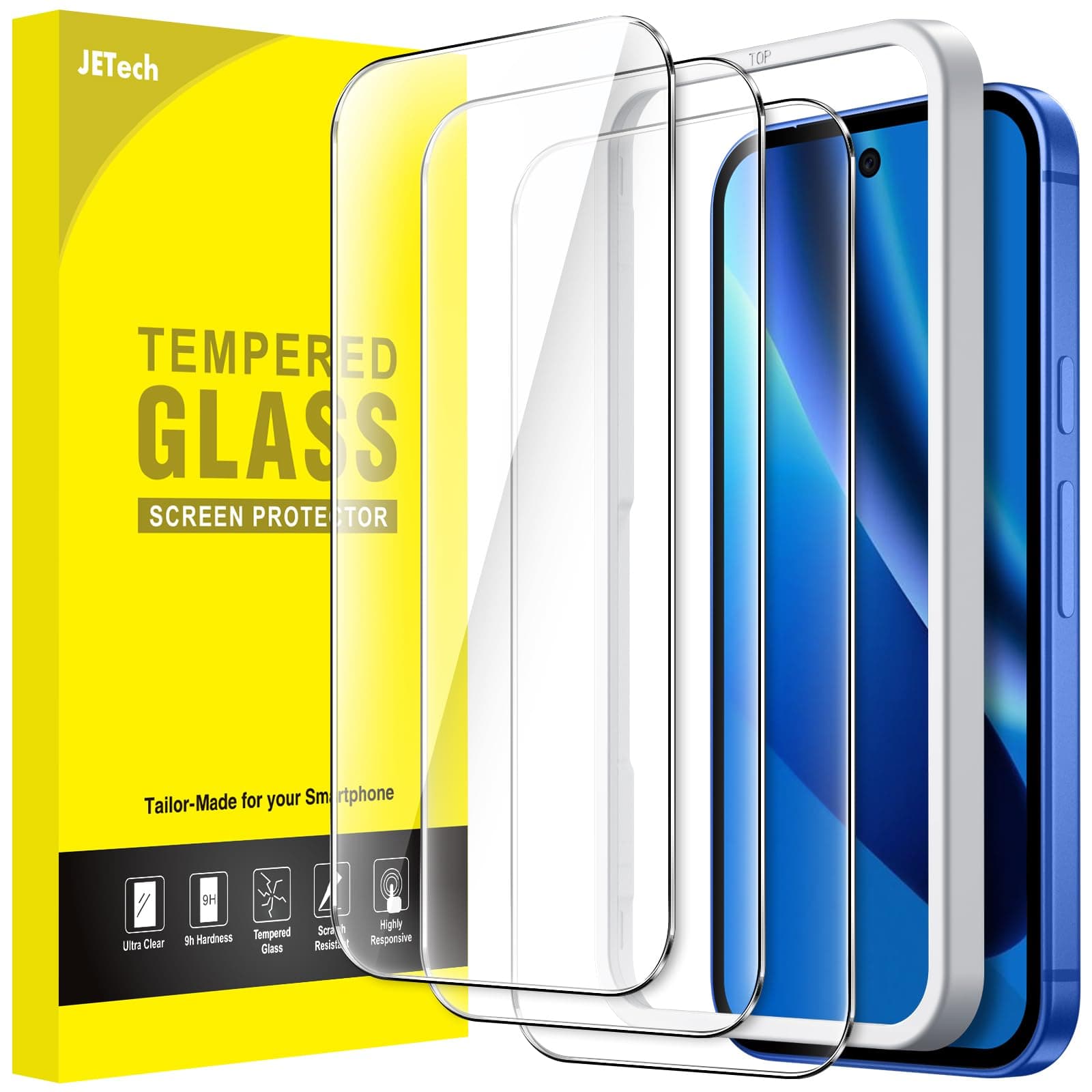 JETech Schutzfolie für Google Pixel 10a, 9H Gehärtete Glas Displayschutz mit Einfacher Installationswerkzeug, Fingerabdruck Kompatibel, HD Klar, 3 Stück