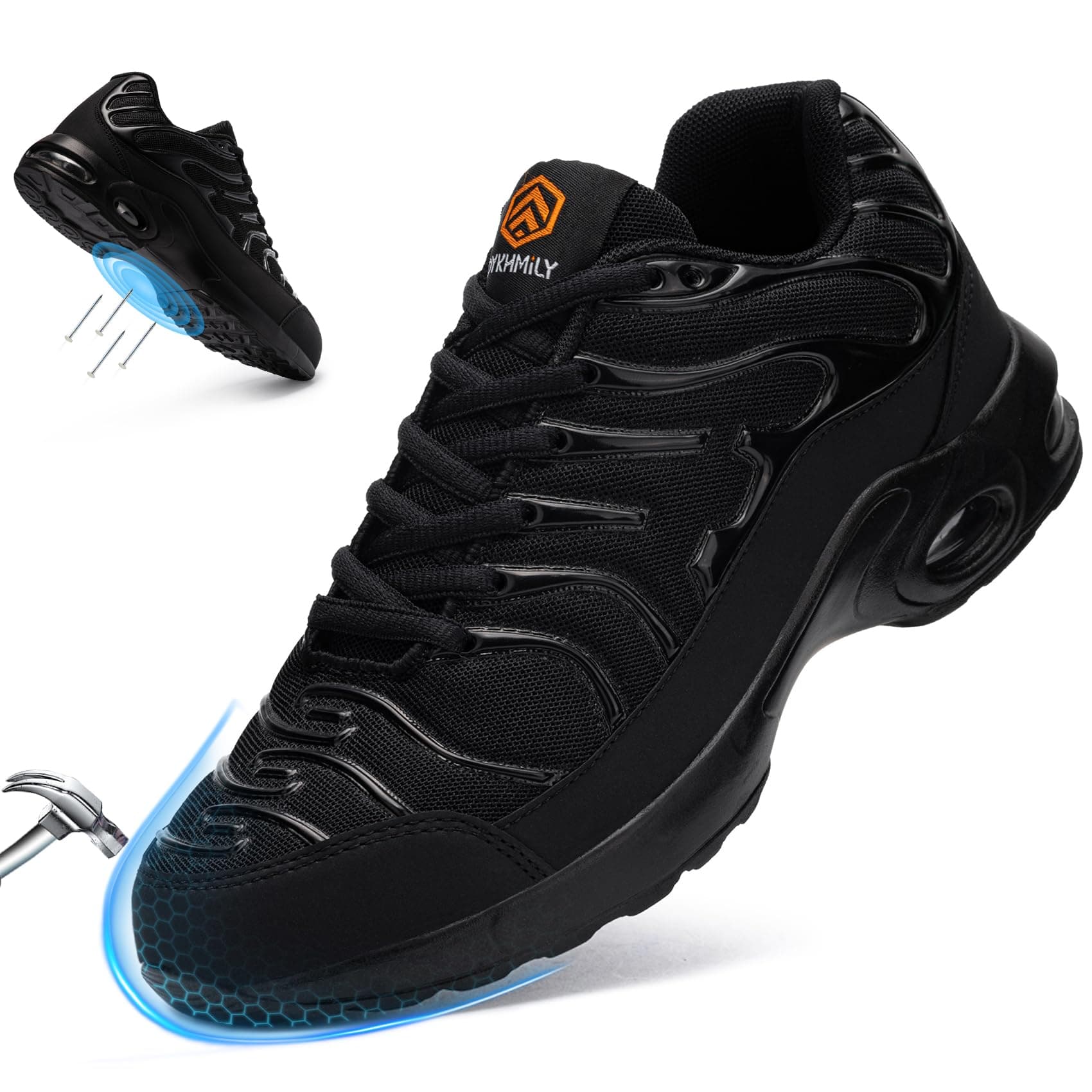 DYKHMILY Chaussures de Sécurité Hommes Anti-Perforation Basket de Securite Légère Coussin d'air Comfort Chaussures de Travail Femme Embout Acier Baskets Chantiers et Industrie