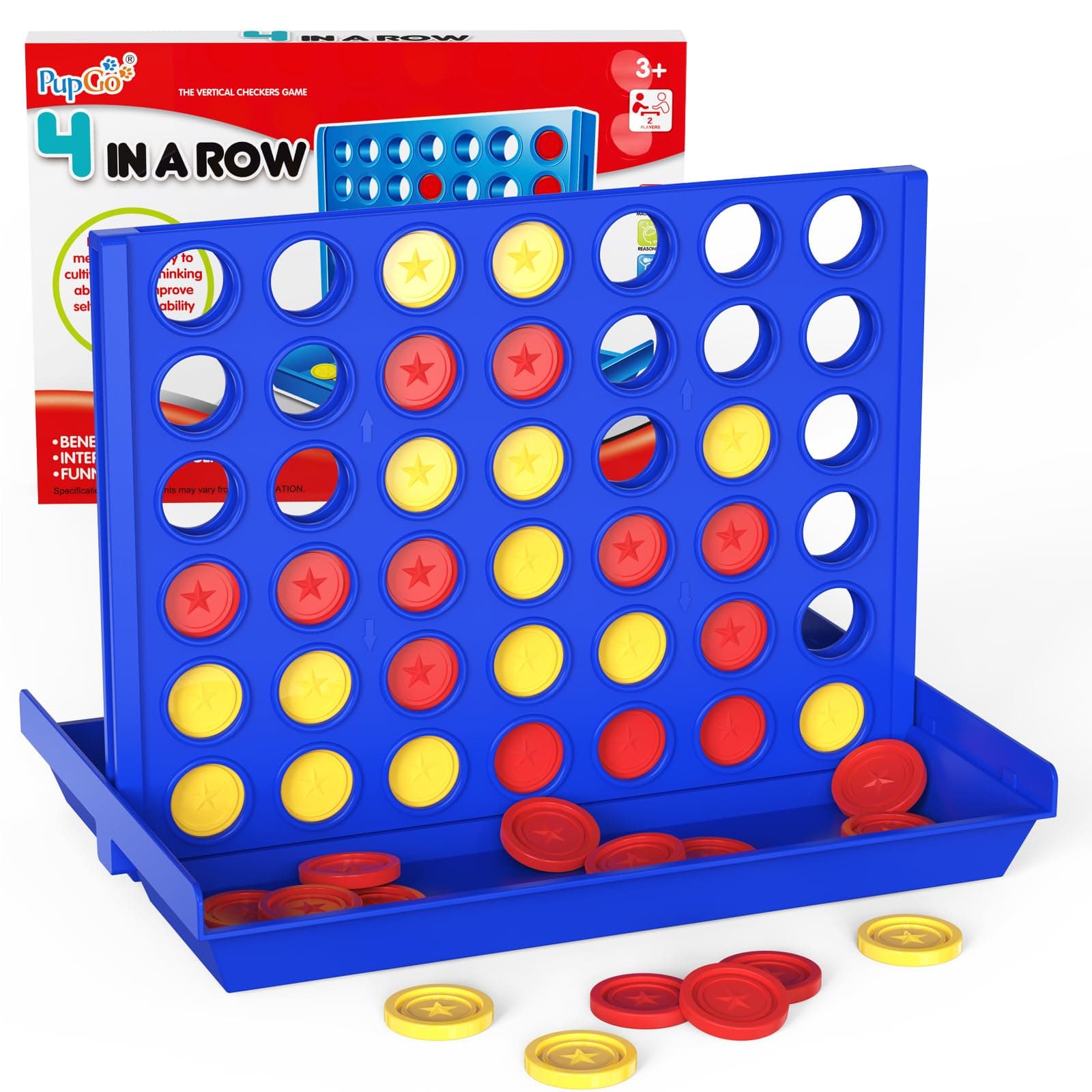Pup Go Giochi da Tavolo 4 in Linea Formato Standard per Bambini 3+ Anni, Regali Natale per Bambina and Ragazzo, Classico Gioco di Società Familiare, Portatile da Viaggio per 2 Giocatori