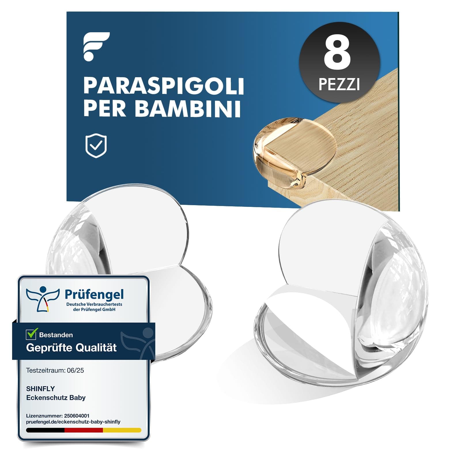 shinfly Paraspigoli per Bambini, 8 Pezzi Copri Angoli per Bambini in Gomma, Rotondo Trasparenti Copri Spigoli Con Forte Adesivo per Tavolo Mobili Sicurezza Casa