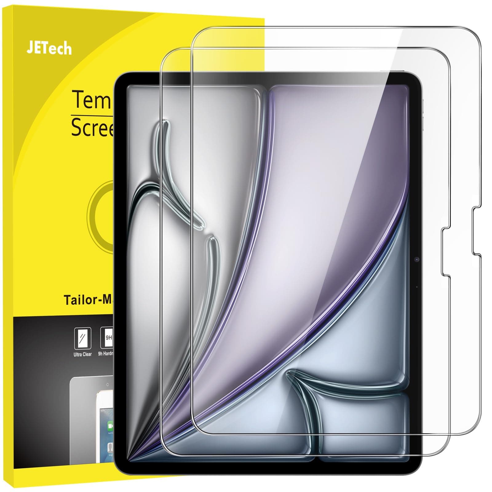 JETech Protection D'écran pour iPad Air 13 Pouces M4/M3/M2 (2026/2025/2024), Film en Verre Trempé 9H, HD Transparent, Lot de 2